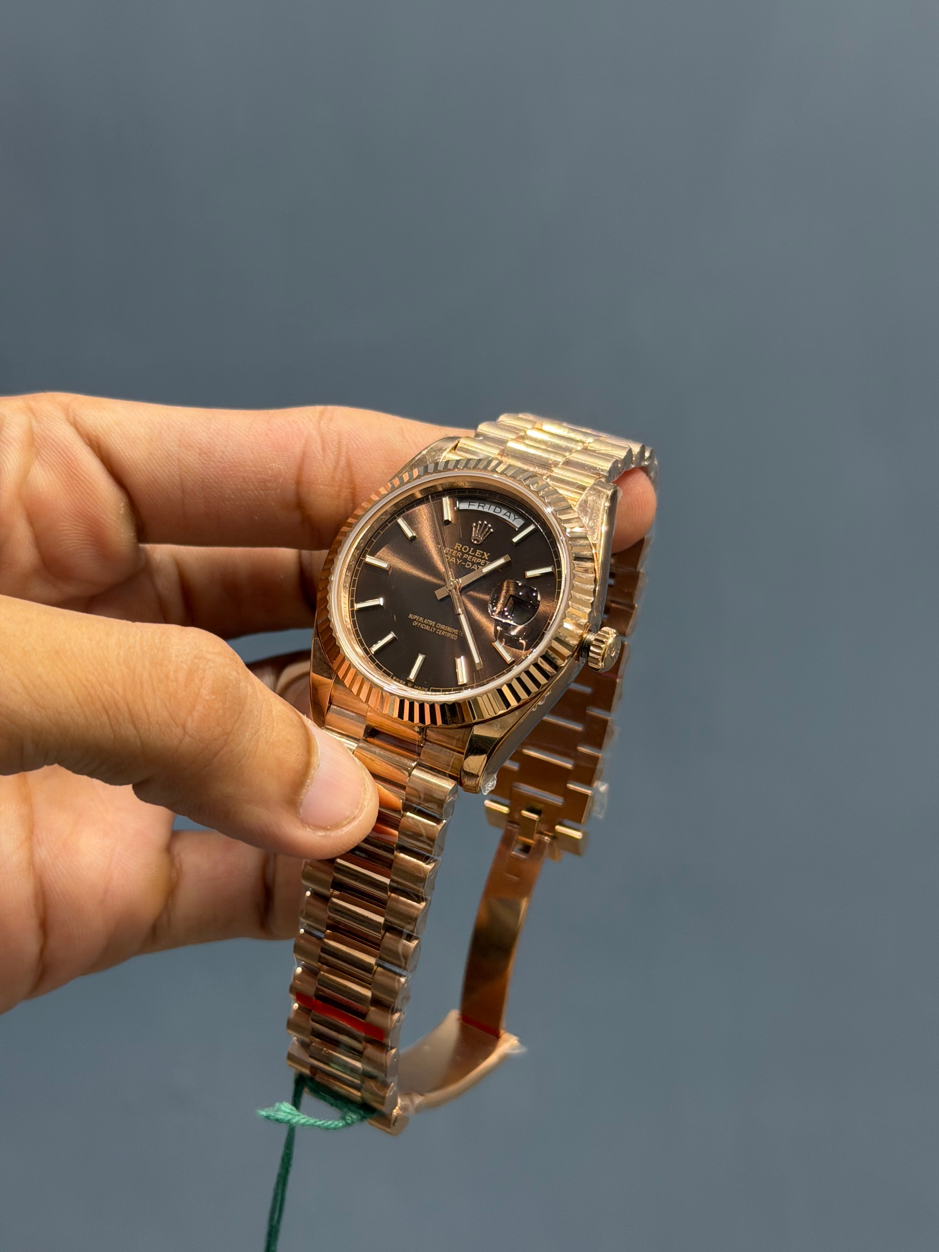 NEW COLLECTION 40 ROSE GOLD WITH CHOCO DIAL & FLUTED BEZEL AUTOMATIC WATCH BP MADE