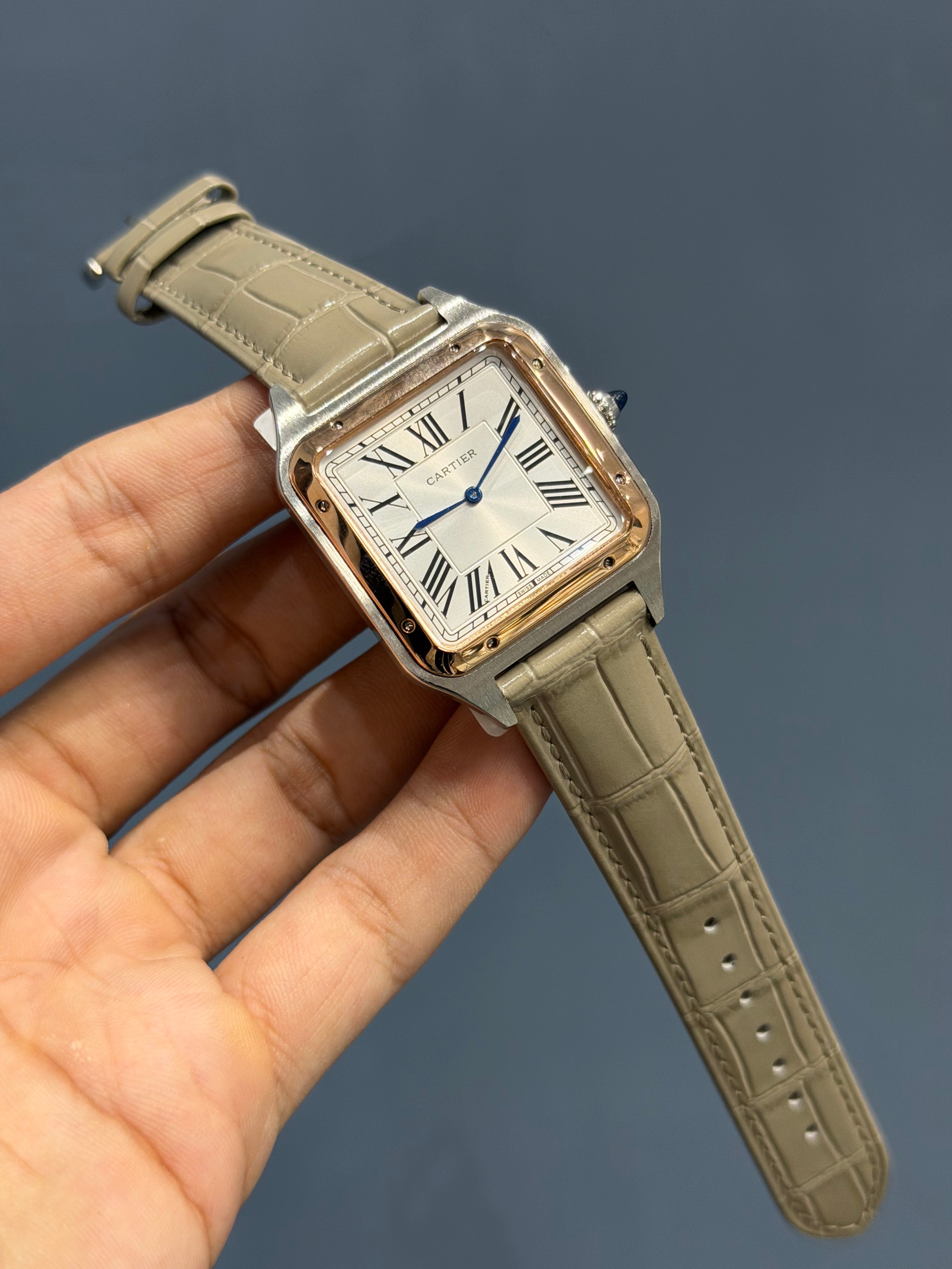 NEW COLLECTION ROSE TWOTONE CASE WITH WHITE DIAL & CREAM LEATHER STRAP