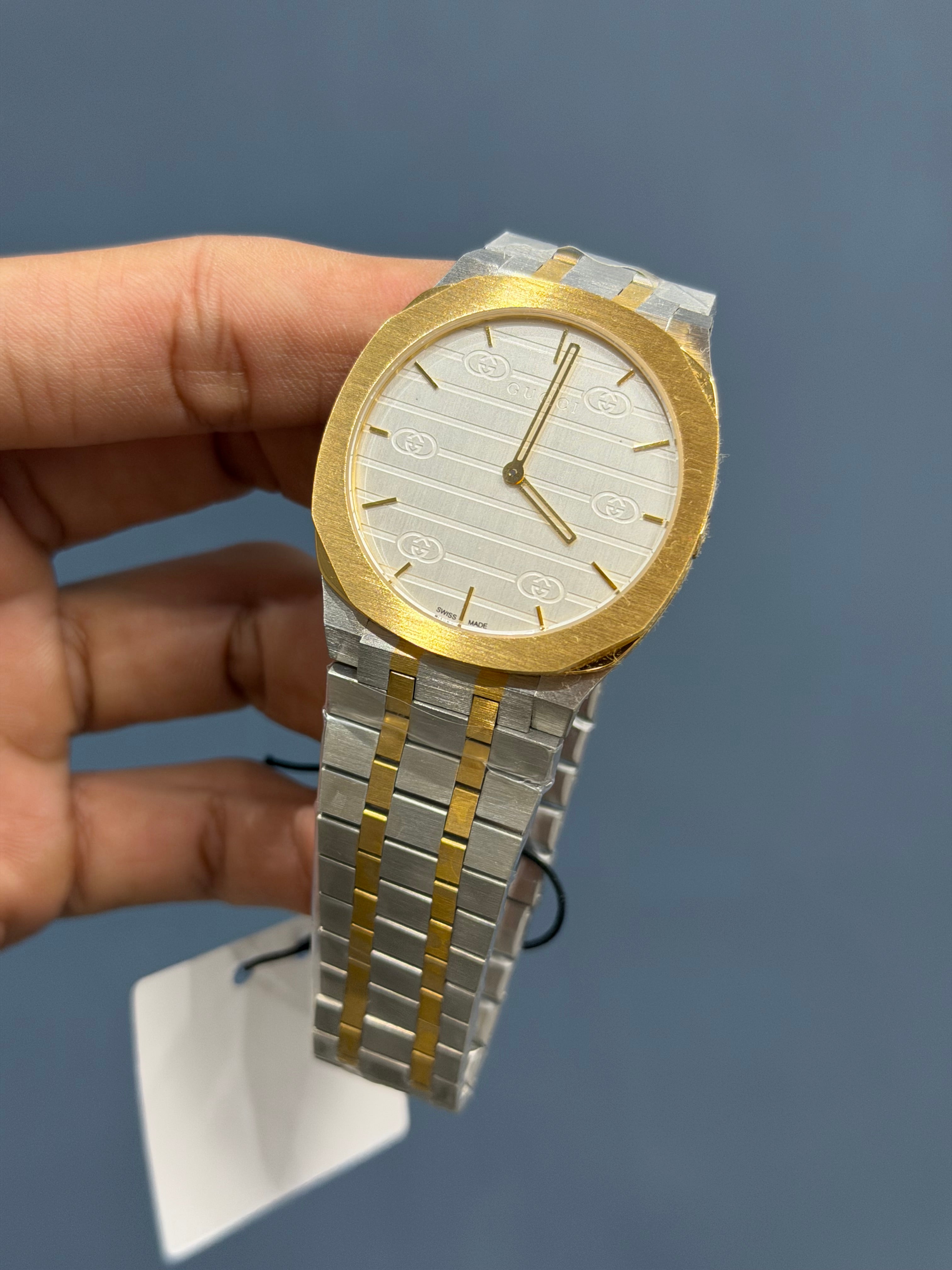 NEW COLLECTION TWOTONE WITH WHITE DIAL CHAIN SLIM WATCH