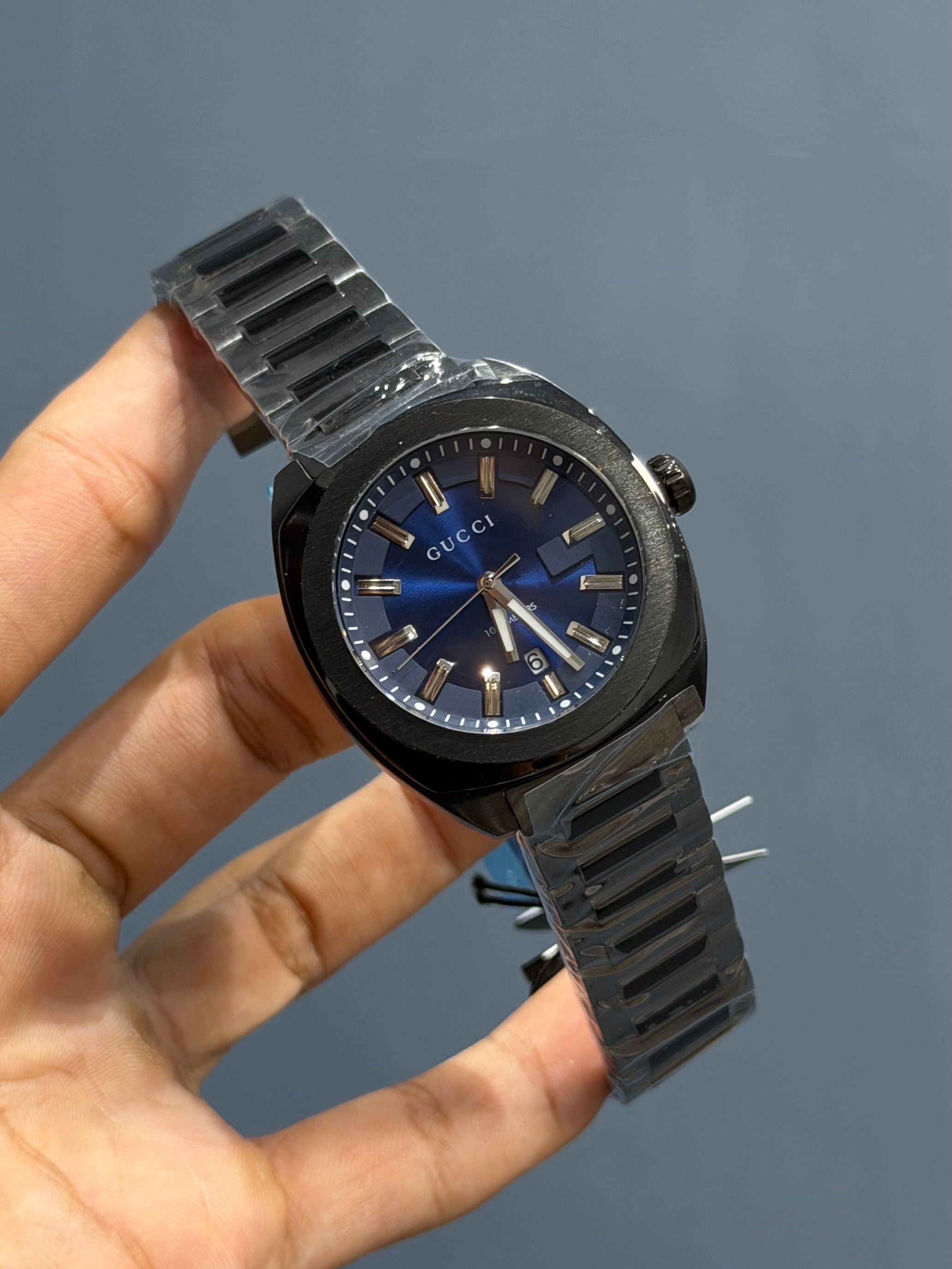 NEW COLLECTION BLACK WITH BLUE DIAL CHAIN WATCH
