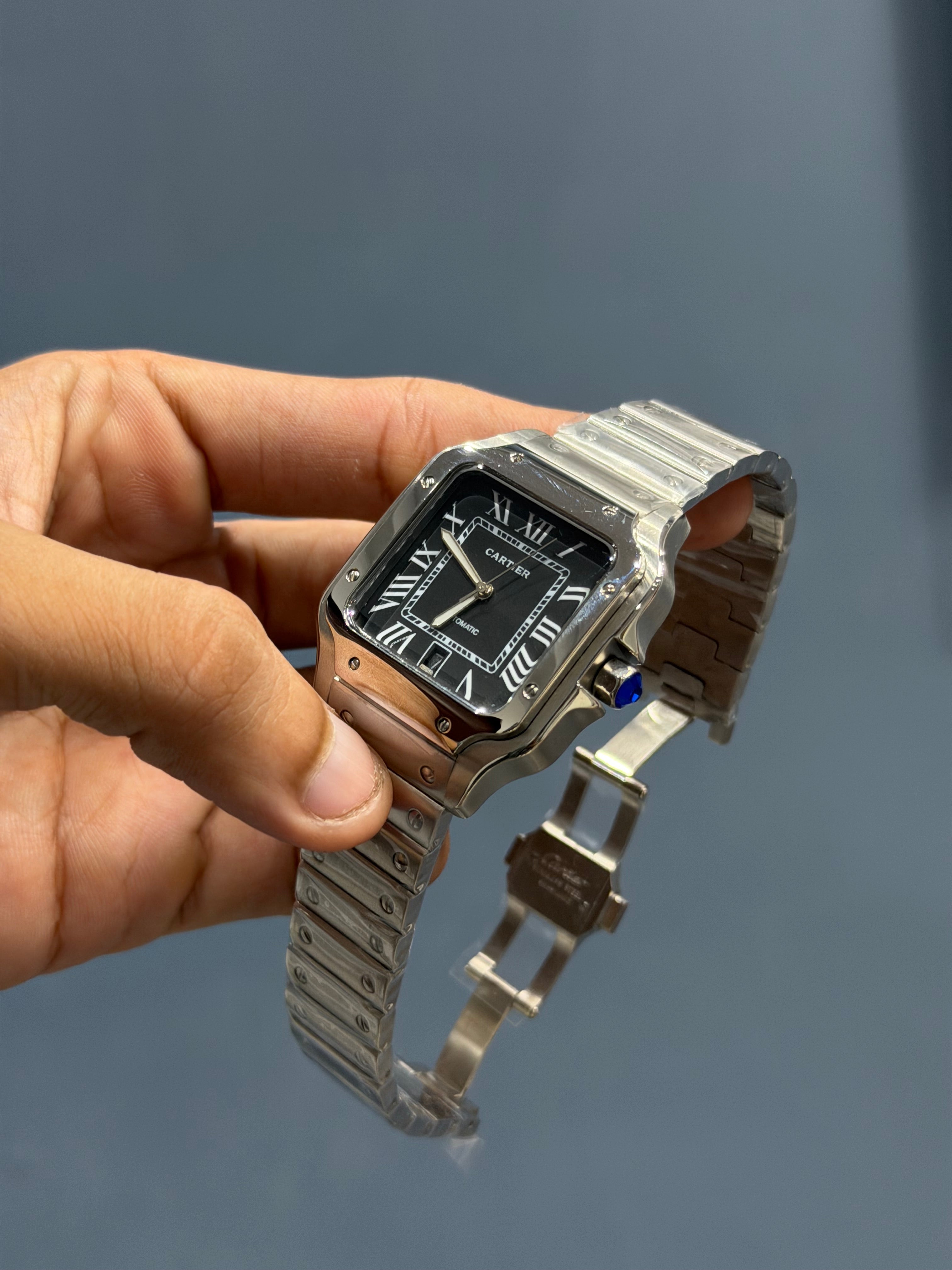 NEW COLLECTION SILVER WITH BLACK DIAL AUTOMATIC WATCH