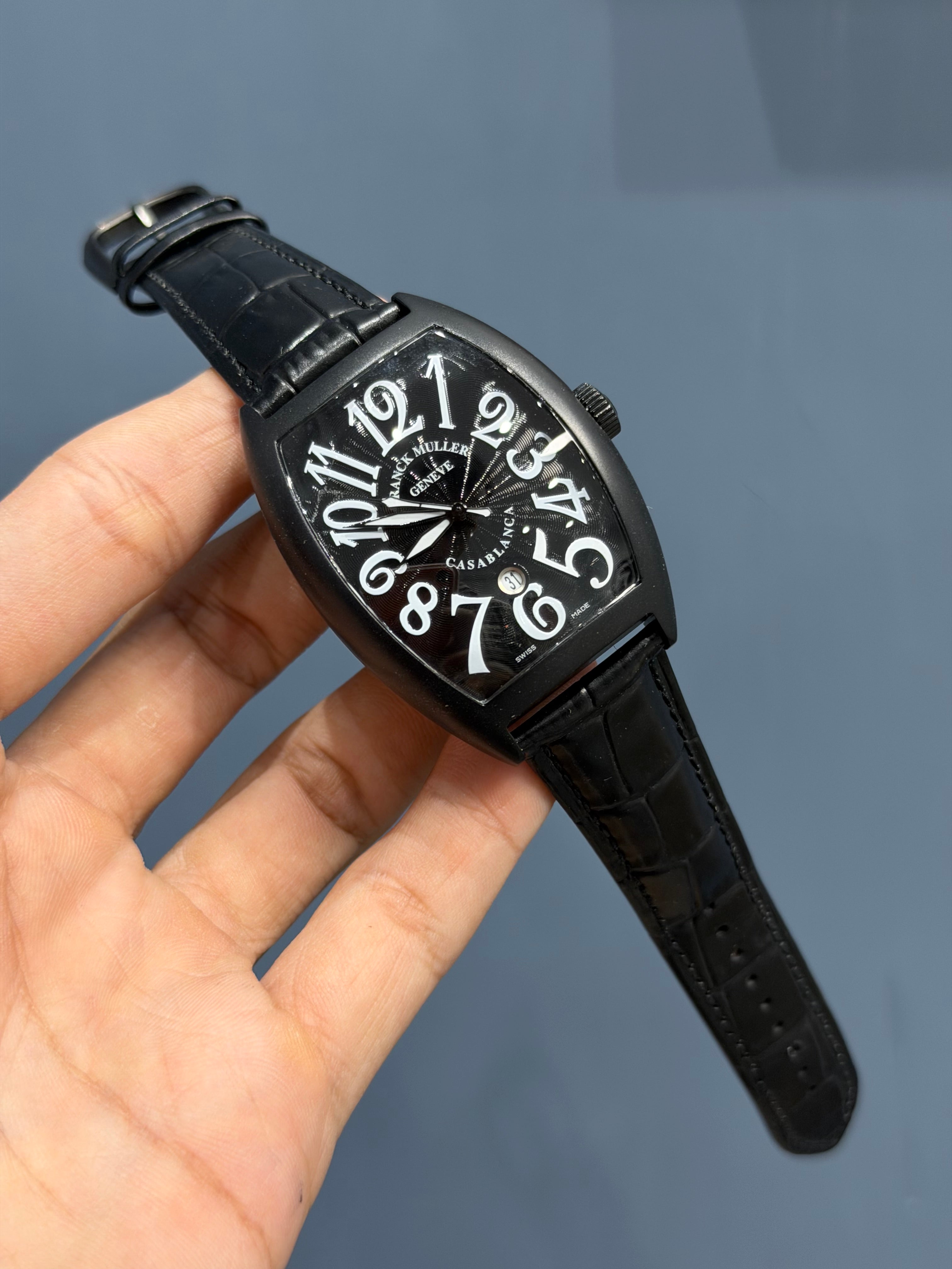 NEW COLLECTION BLACK CASE WITH BLACK DIAL AND BLACK LEATHER STRAP