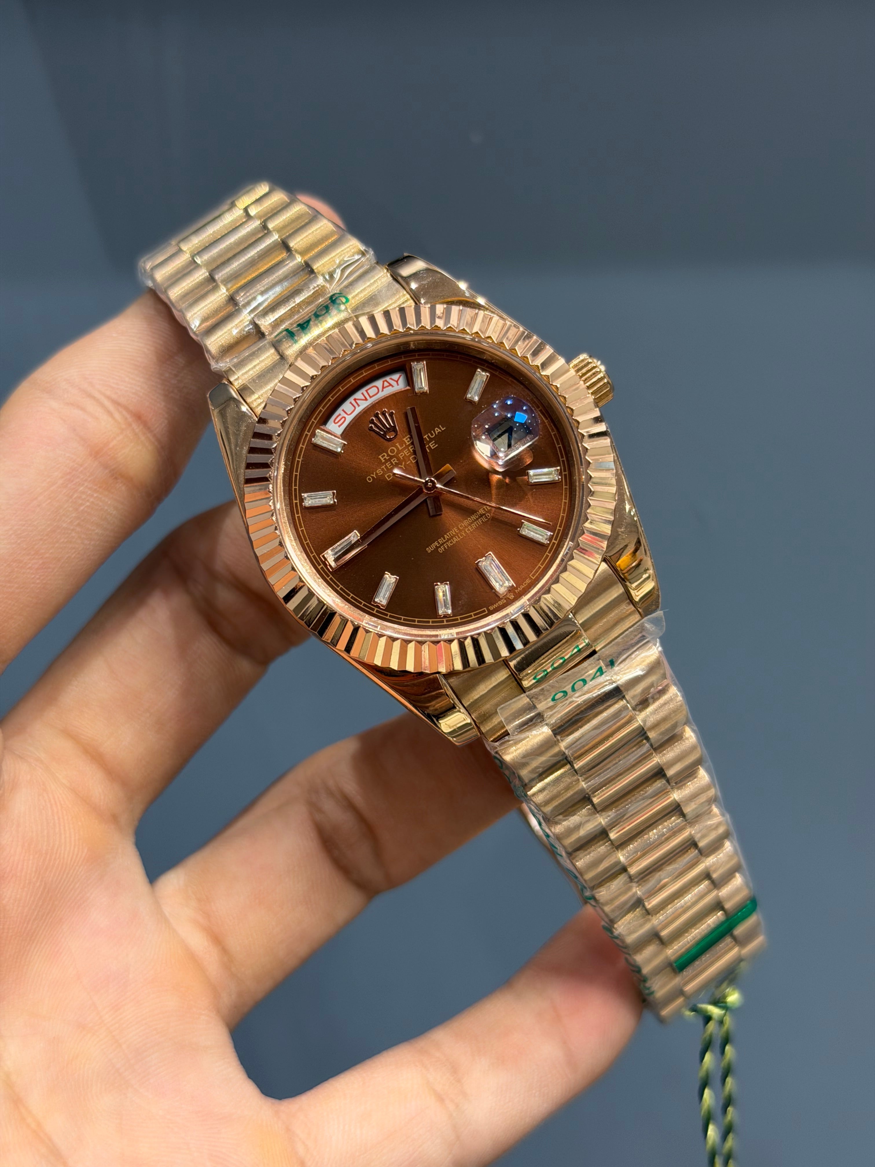 NEW COLLECTION 40MM ROSE GOLD WITH CHOCO DIAL STONE INDEX FIGURE YZ MADE