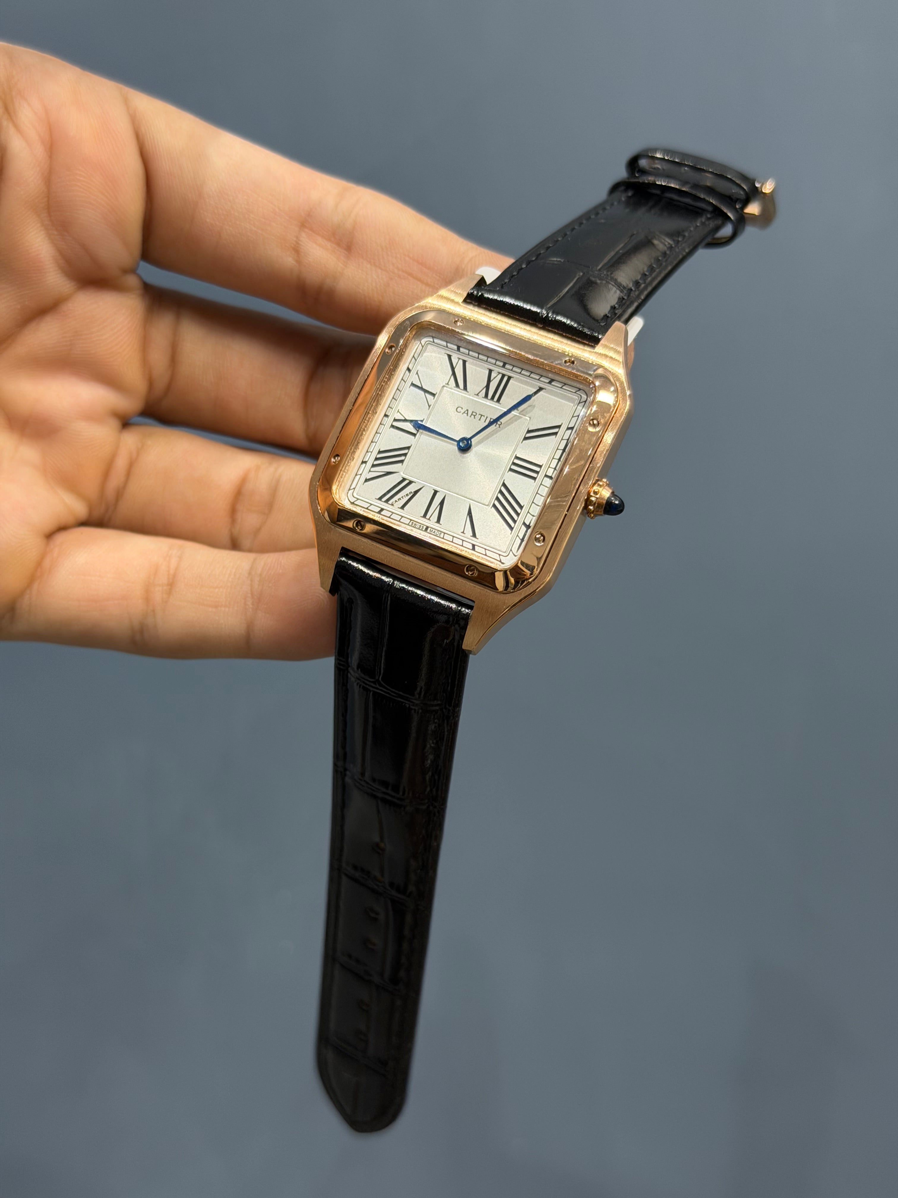 NEW COLLECTION ROSE CASE WITH WHITE DIAL & BLACK LEATHER STRAP