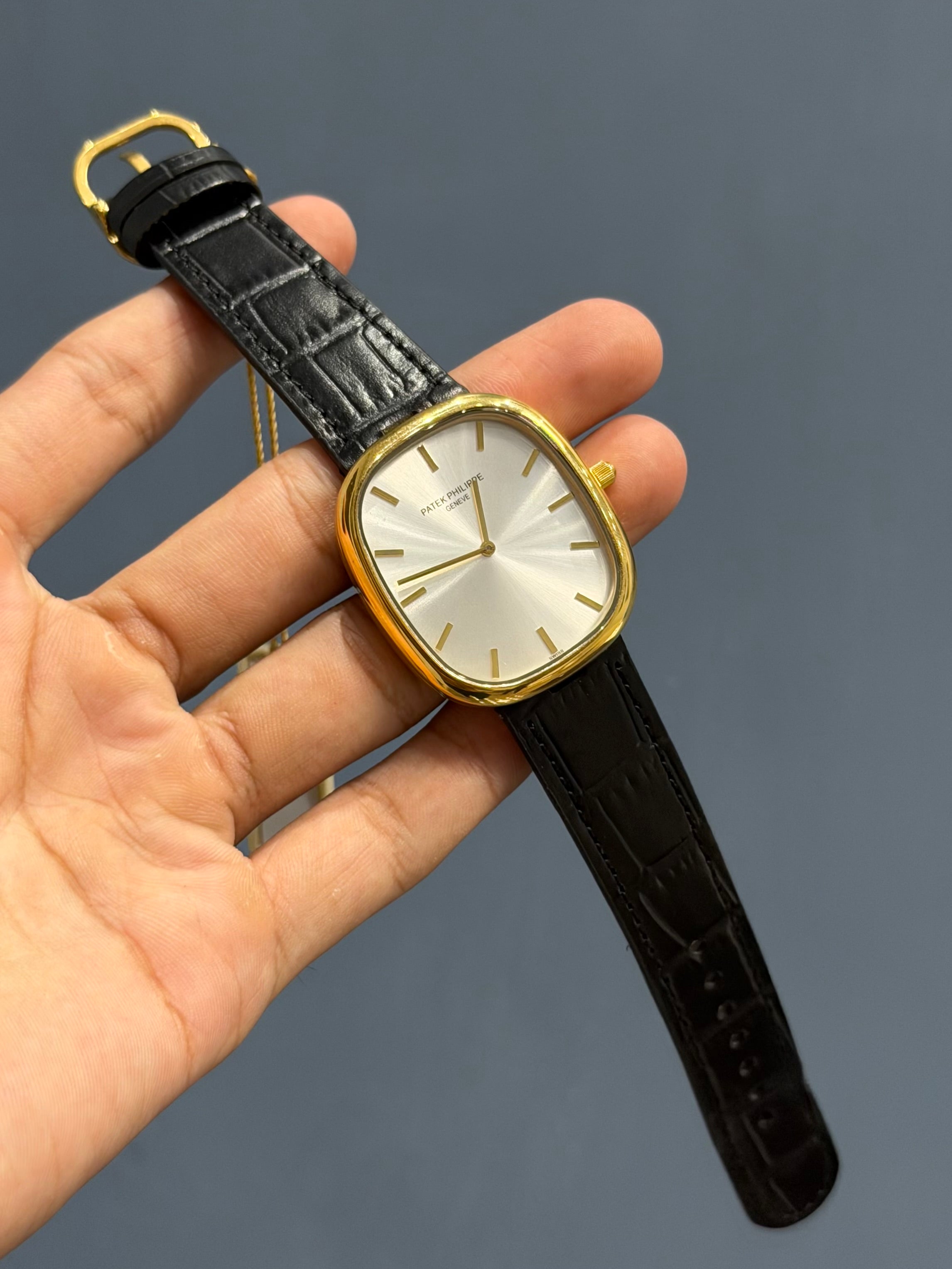 NEW COLLECTION SQUARE YELLOW WITH WHITE DIAL LEATHER STRAP WATCH