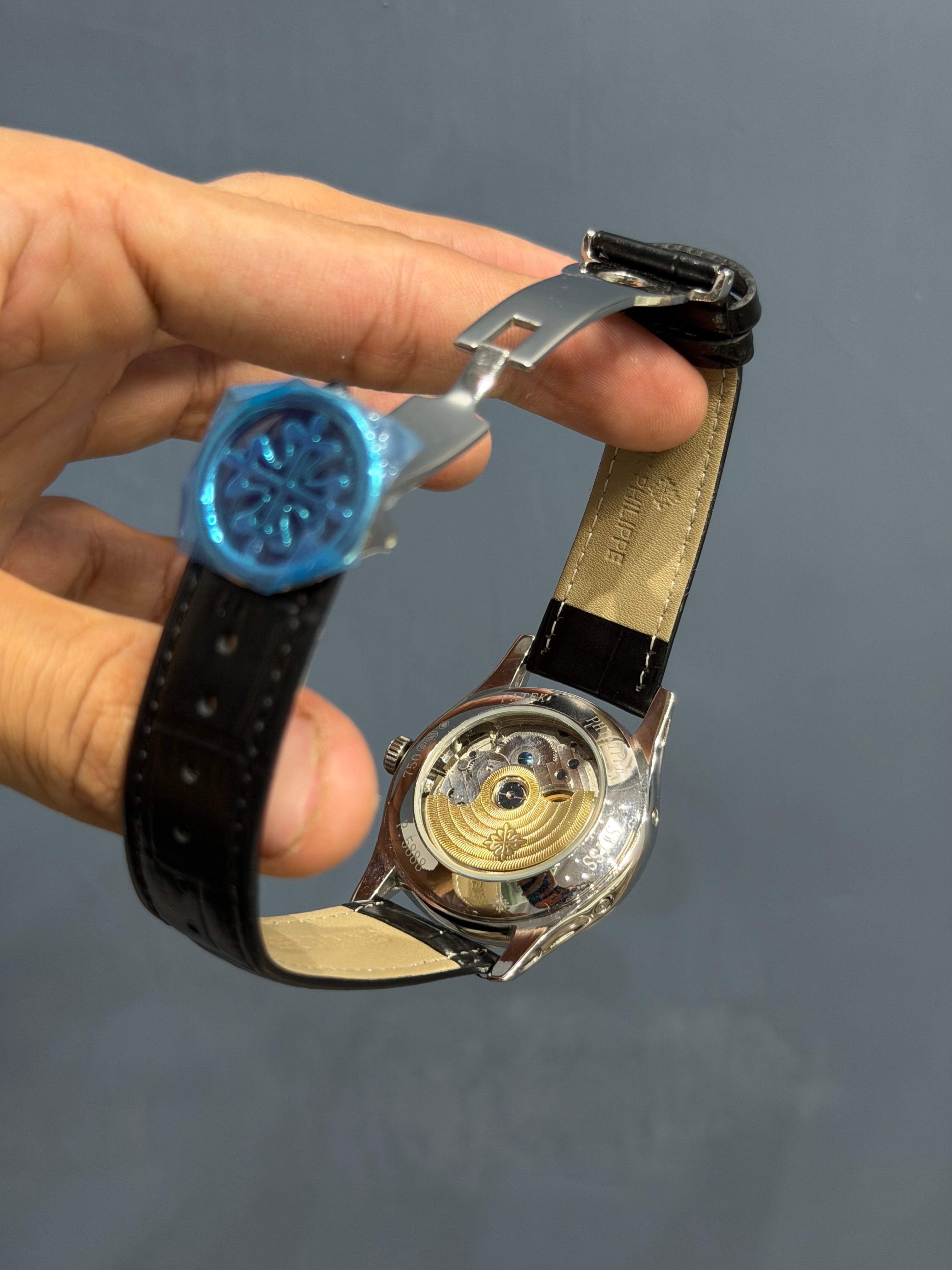 NEW COLLECTION MOON PHASE SILVER CASE WITH WHITE DIAL & BLACK LEATHER STRAP