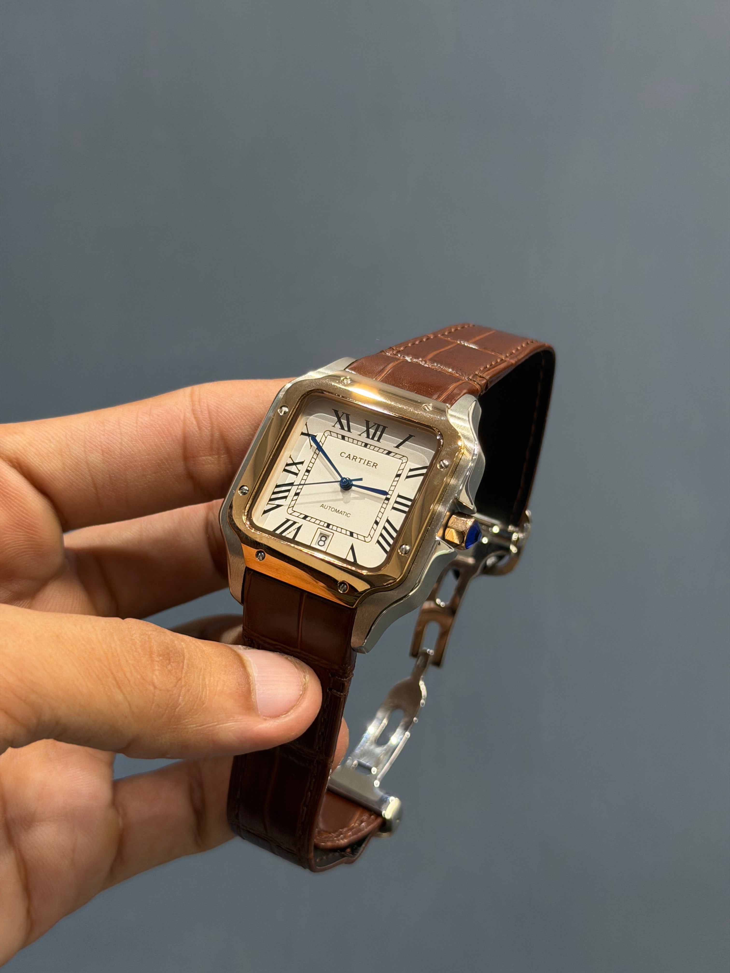 NEW COLLECTION ROSE TWOTONE CASE WITH WHITE DIAL & BROWN LEATHER STRAP