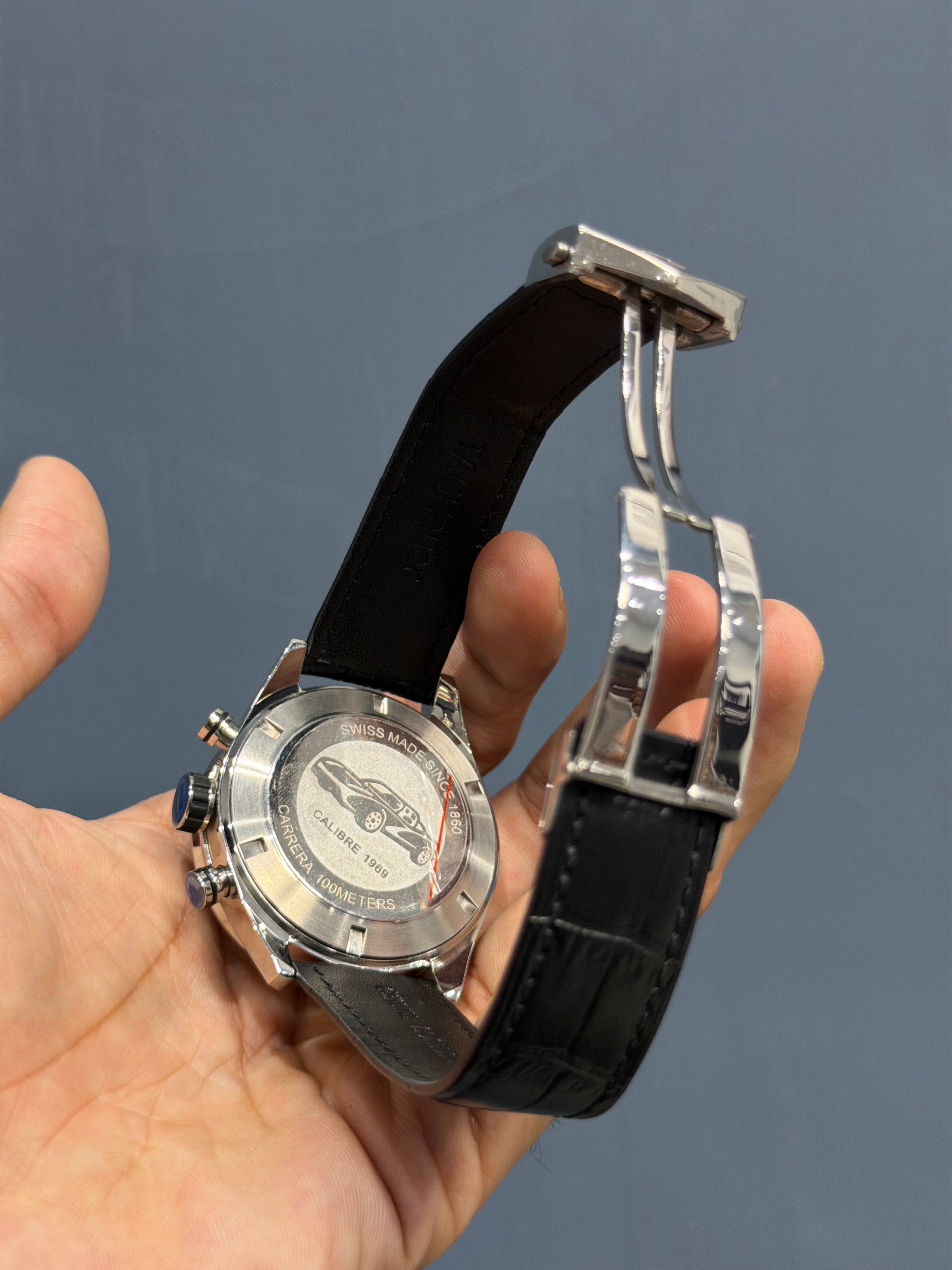 NEW COLLECTION CHRONOGRAPH CALIBRE 1969 SILVER WITH BLACK DIAL MENS WATCH