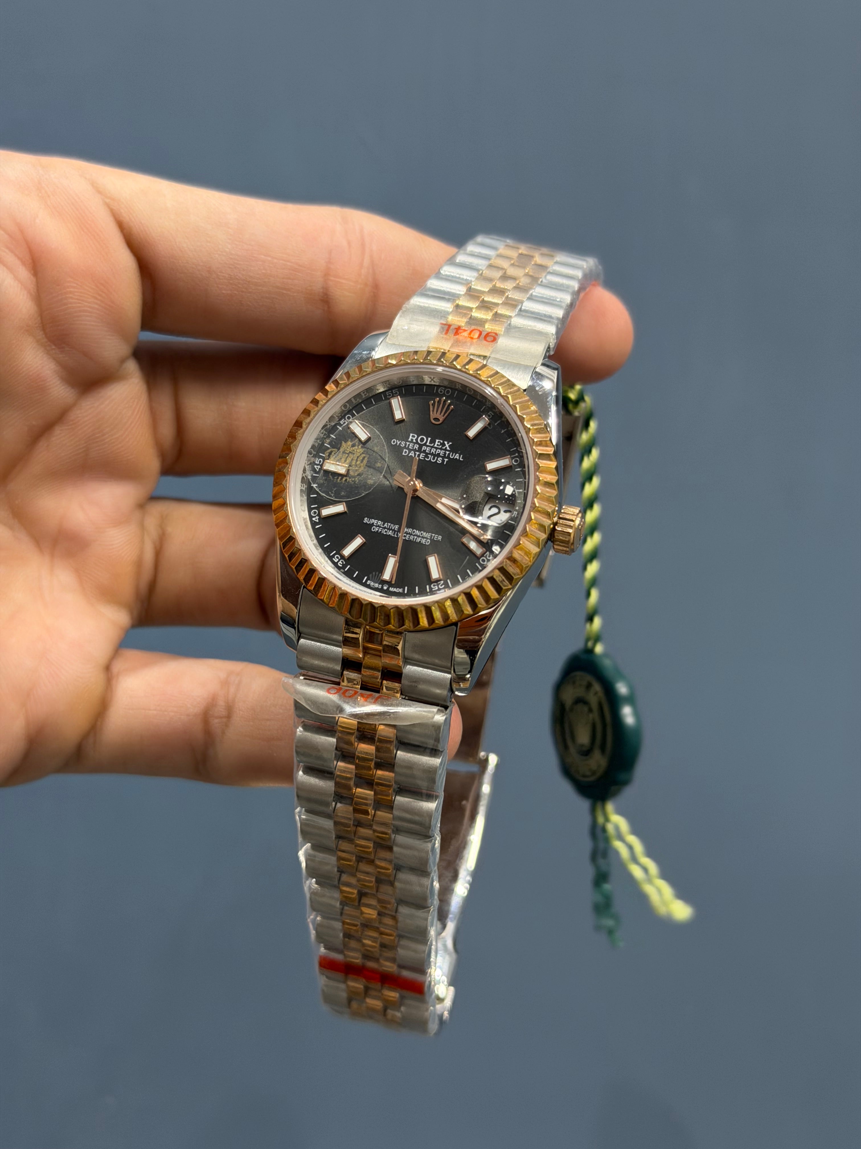 NEW COLLECTION 36 ROSE GOLD TWOTONE WITH BLACK DIAL & FLUTED BEZEL YZ FACTORY