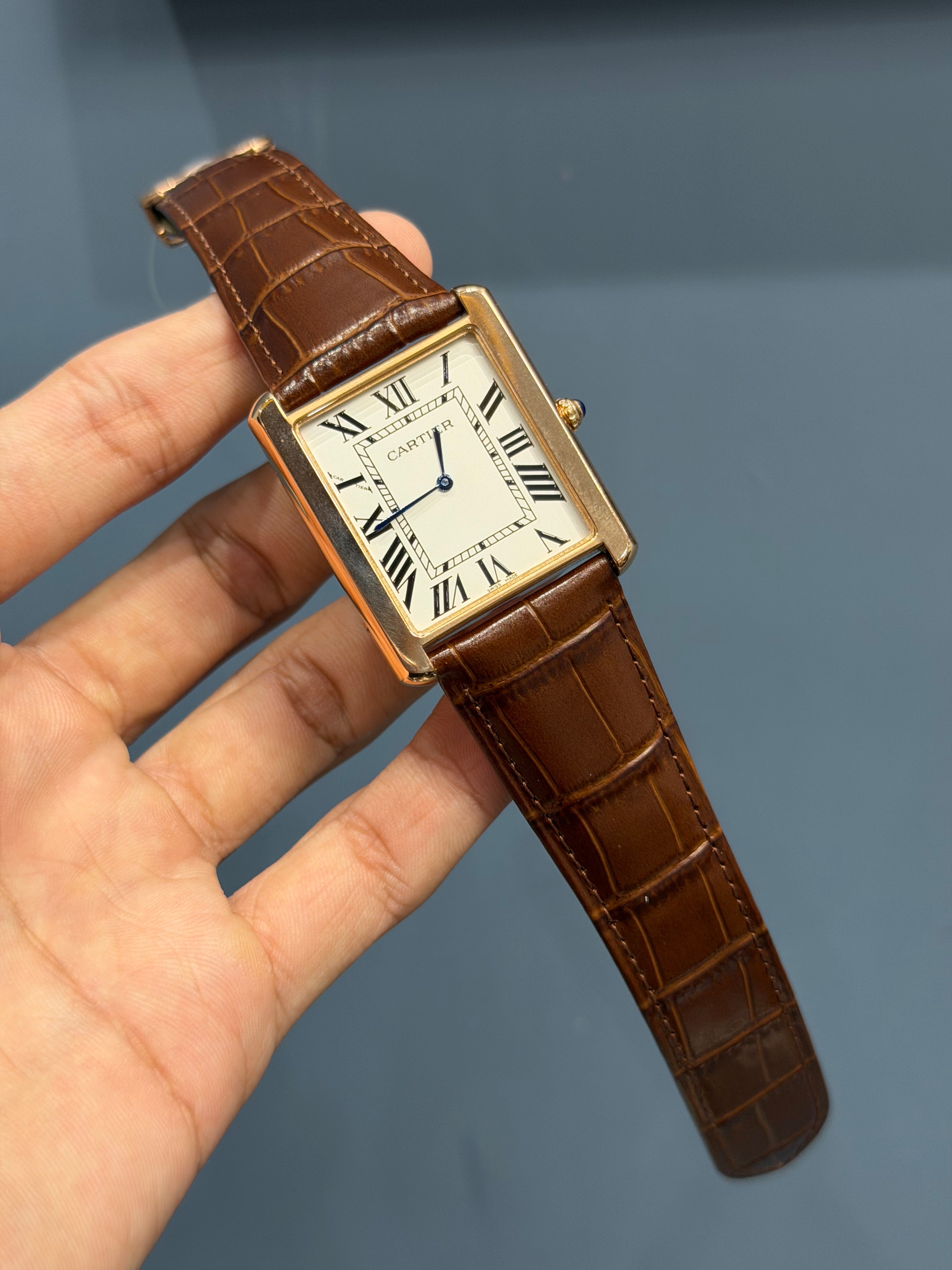 NEW COLLECTION ROSE CASE WITH WHITE DIAL & BROWN LEATHER STRAP WATCH