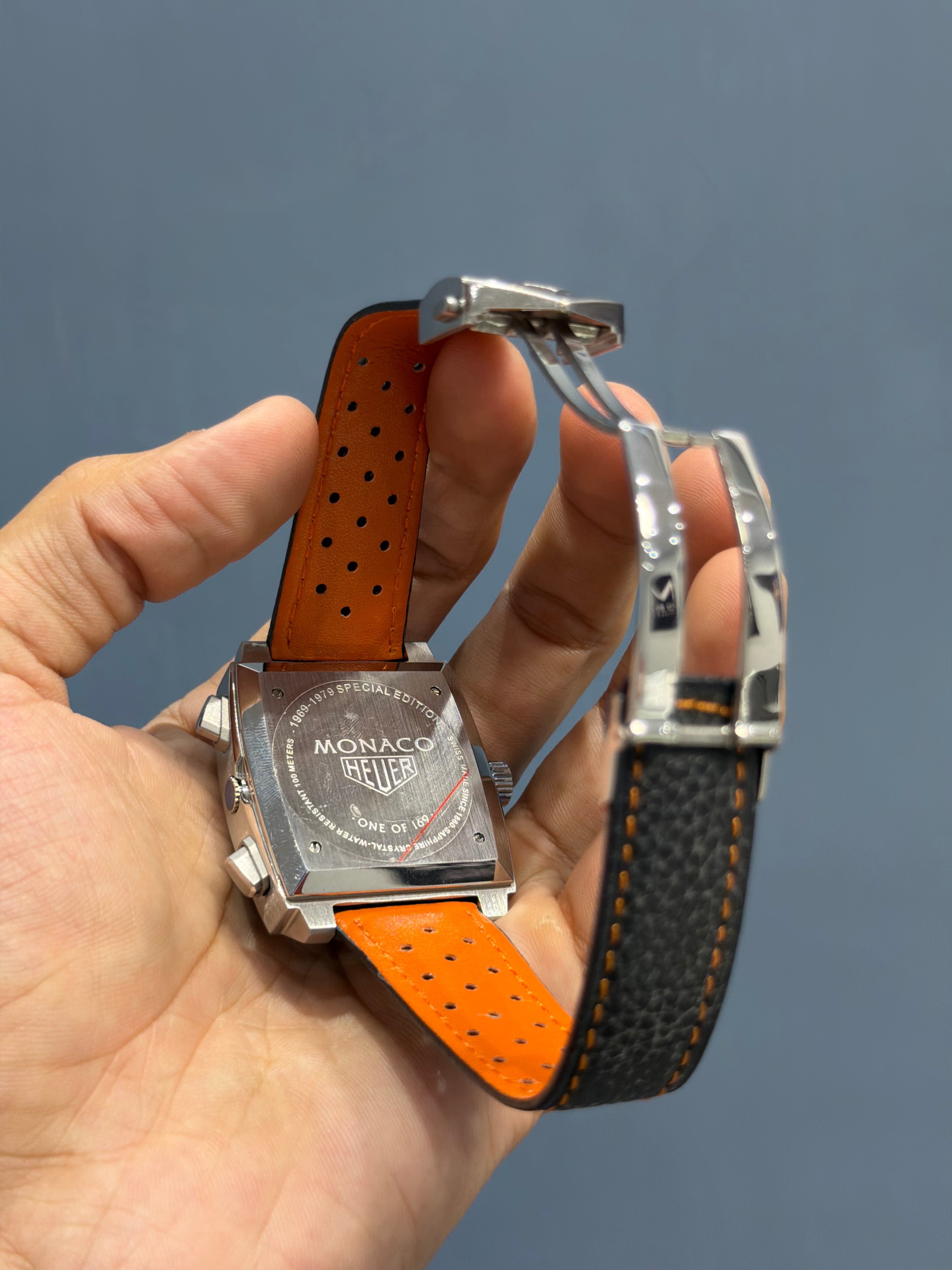 NEW COLLECTION CHRONOGRAPH SILVER CASE WITH GOLF DIAL & BLACK LEATHER STRAP