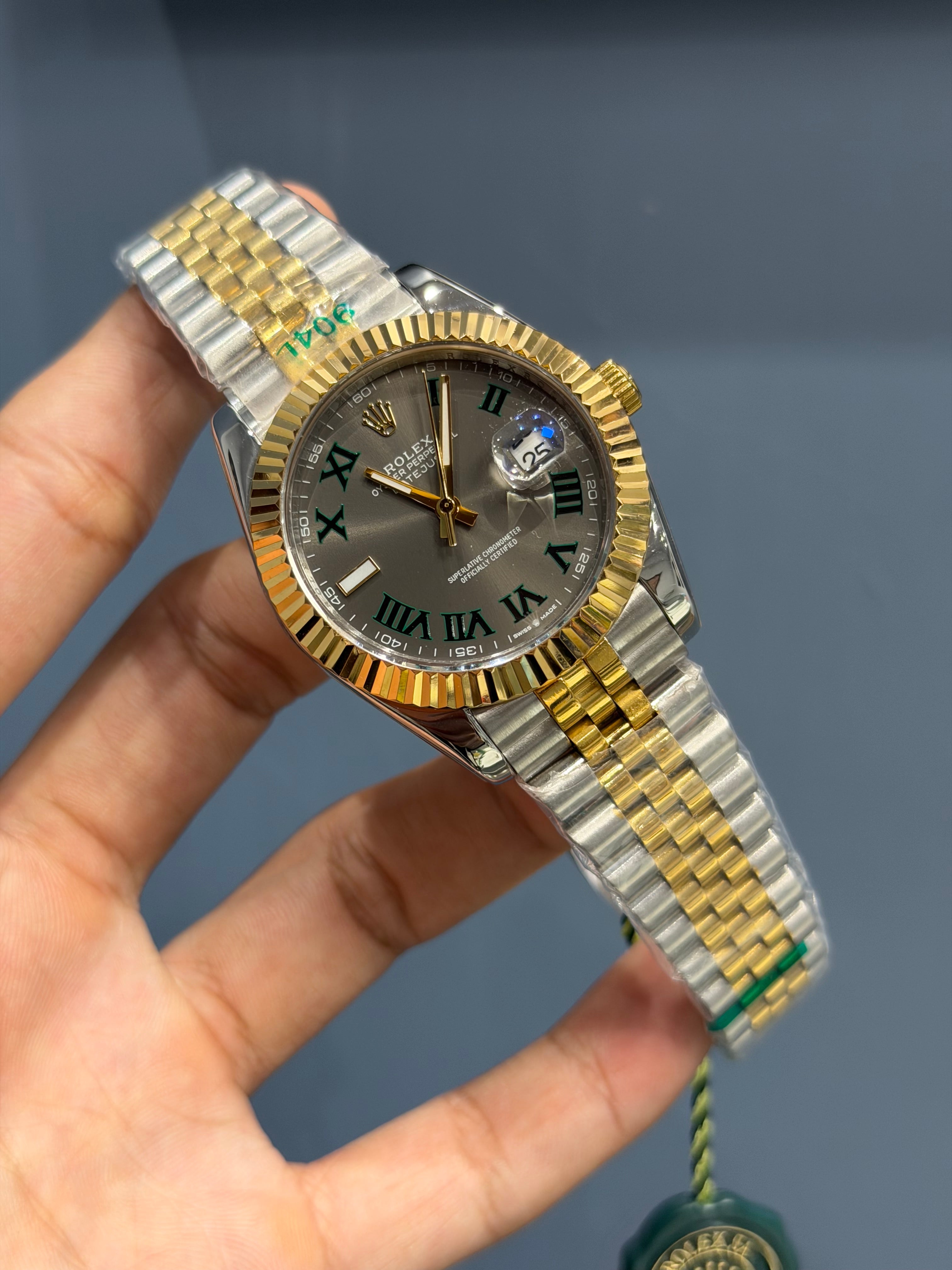 NEW COLLECTION 40 YELLOW GOLD TWOTONE WITH WIMBELDON DIAL & FLUTED BEZEL YZ FACTORY