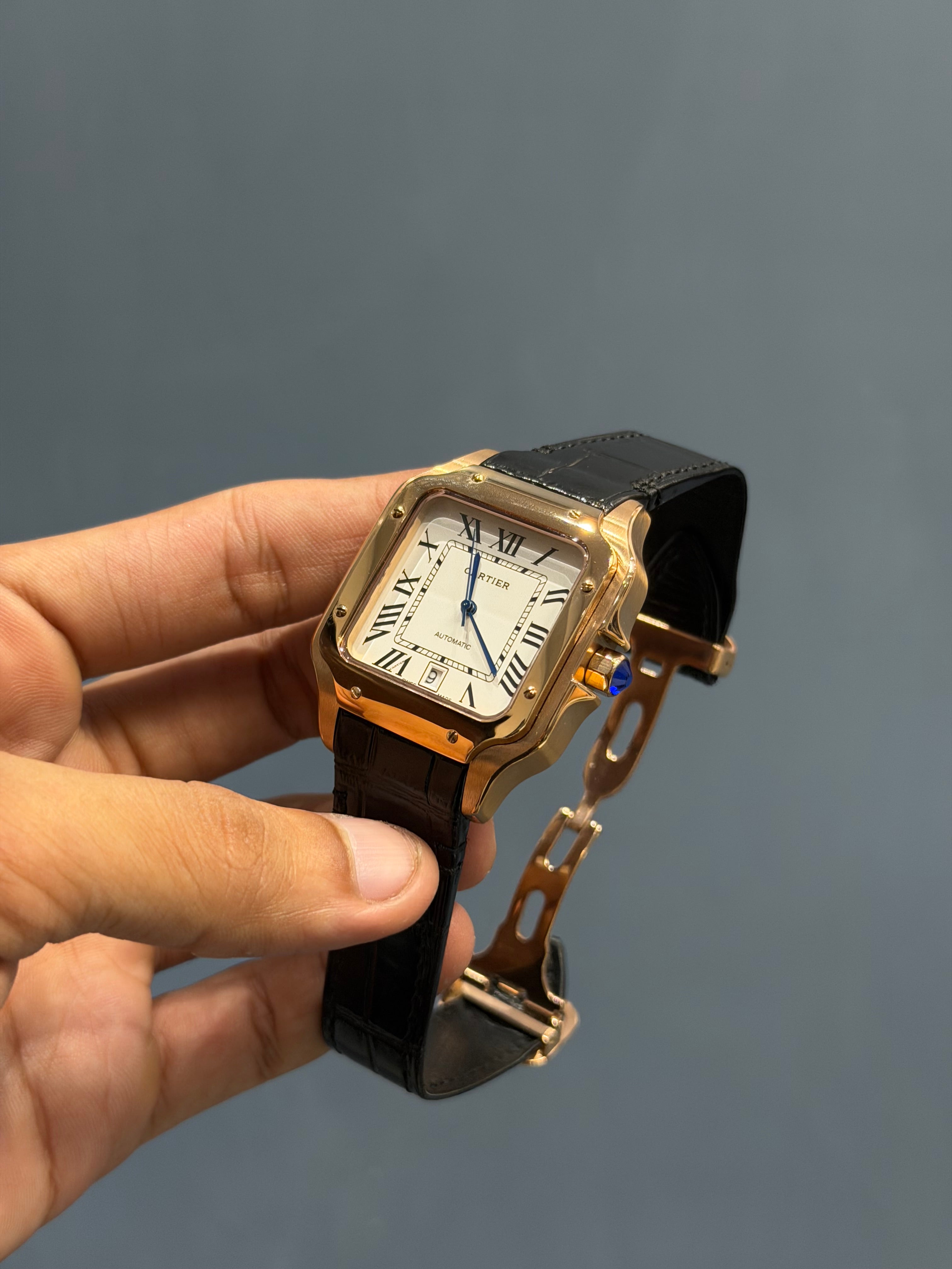 NEW COLLECTION ROSE CASE WITH WHITE DIAL & BLACK LEATHER STRAP