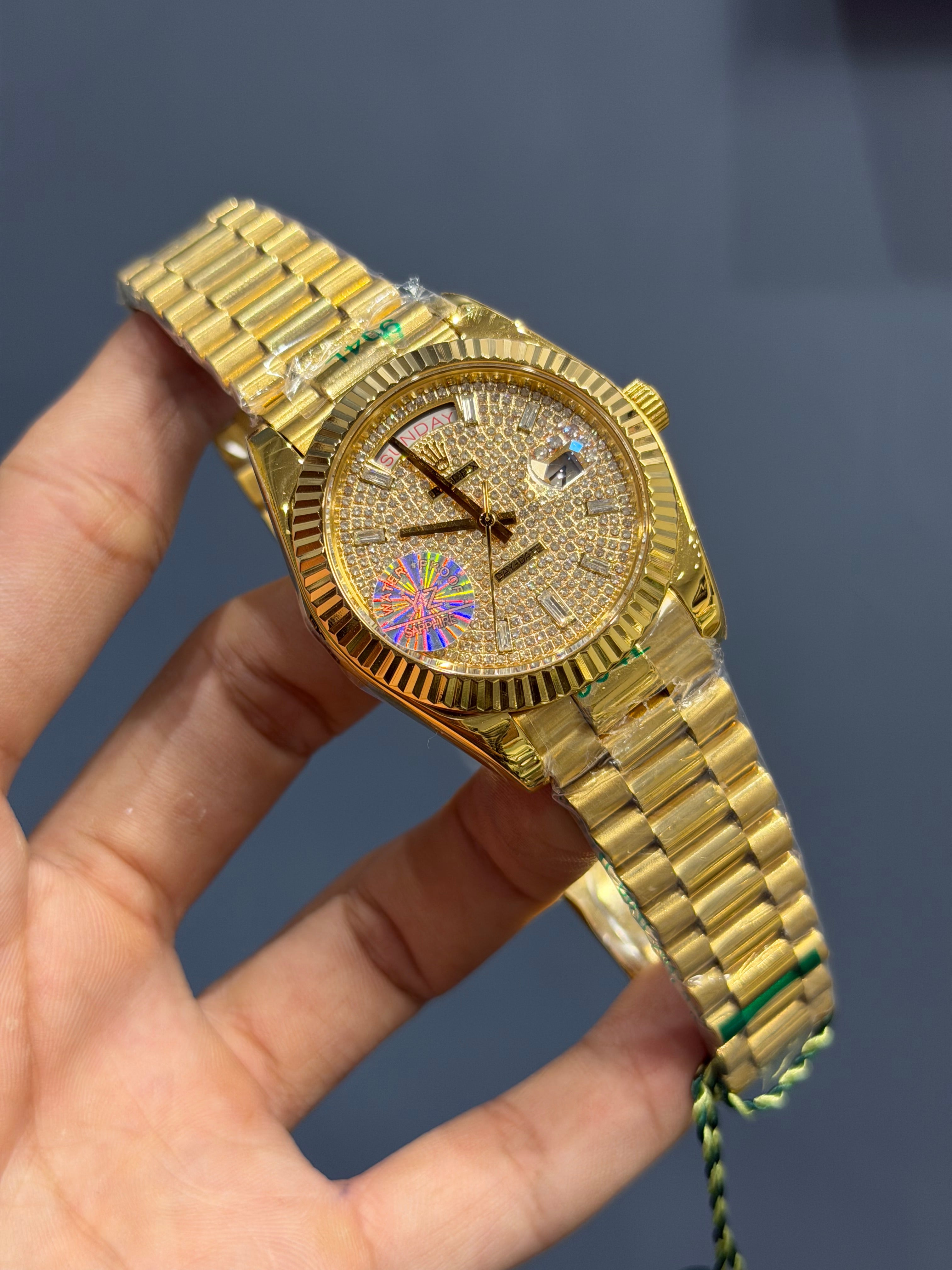 NEW COLLECTION 40MM YELLOW GOLD WITH STONE DIAL INDEX FIGURE YZ MADE