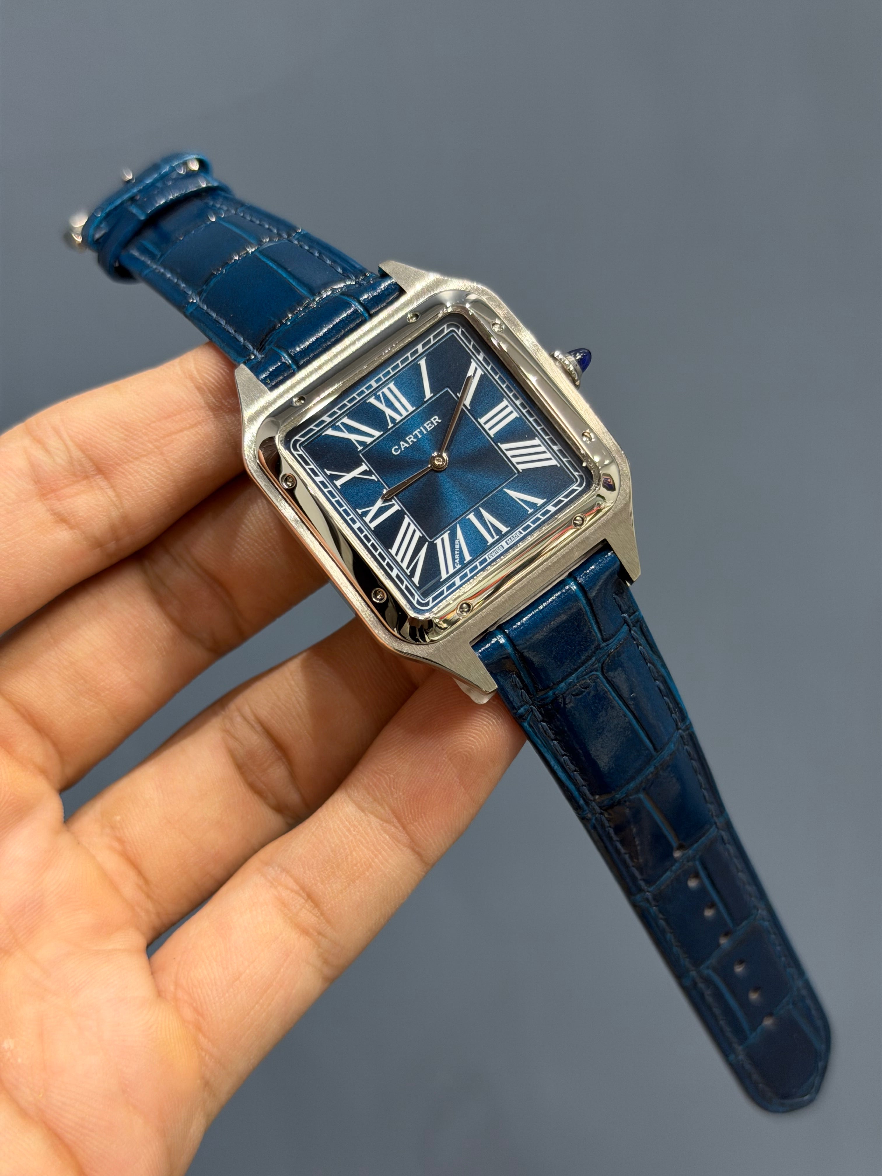 NEW COLLECTION SILVER CASE WITH BLUE DIAL & BLUE LEATHER STRAP