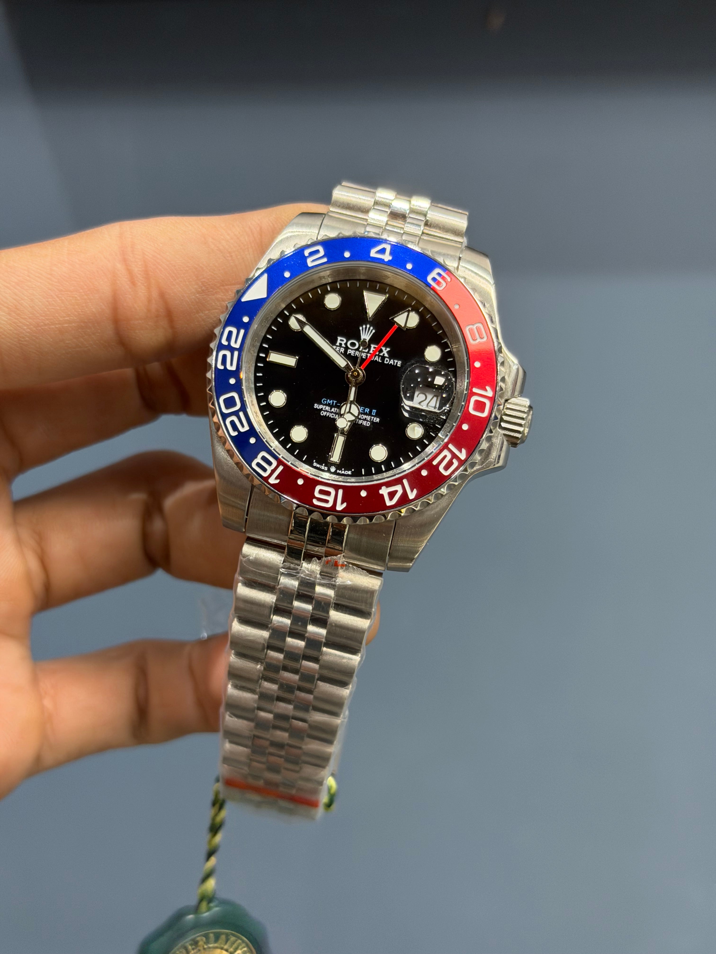 NEW COLLECTION 40 SILVER WITH BLACK DIAL & PEPSI BEZEL AUTOMATIC WATCH YZ FACTORY
