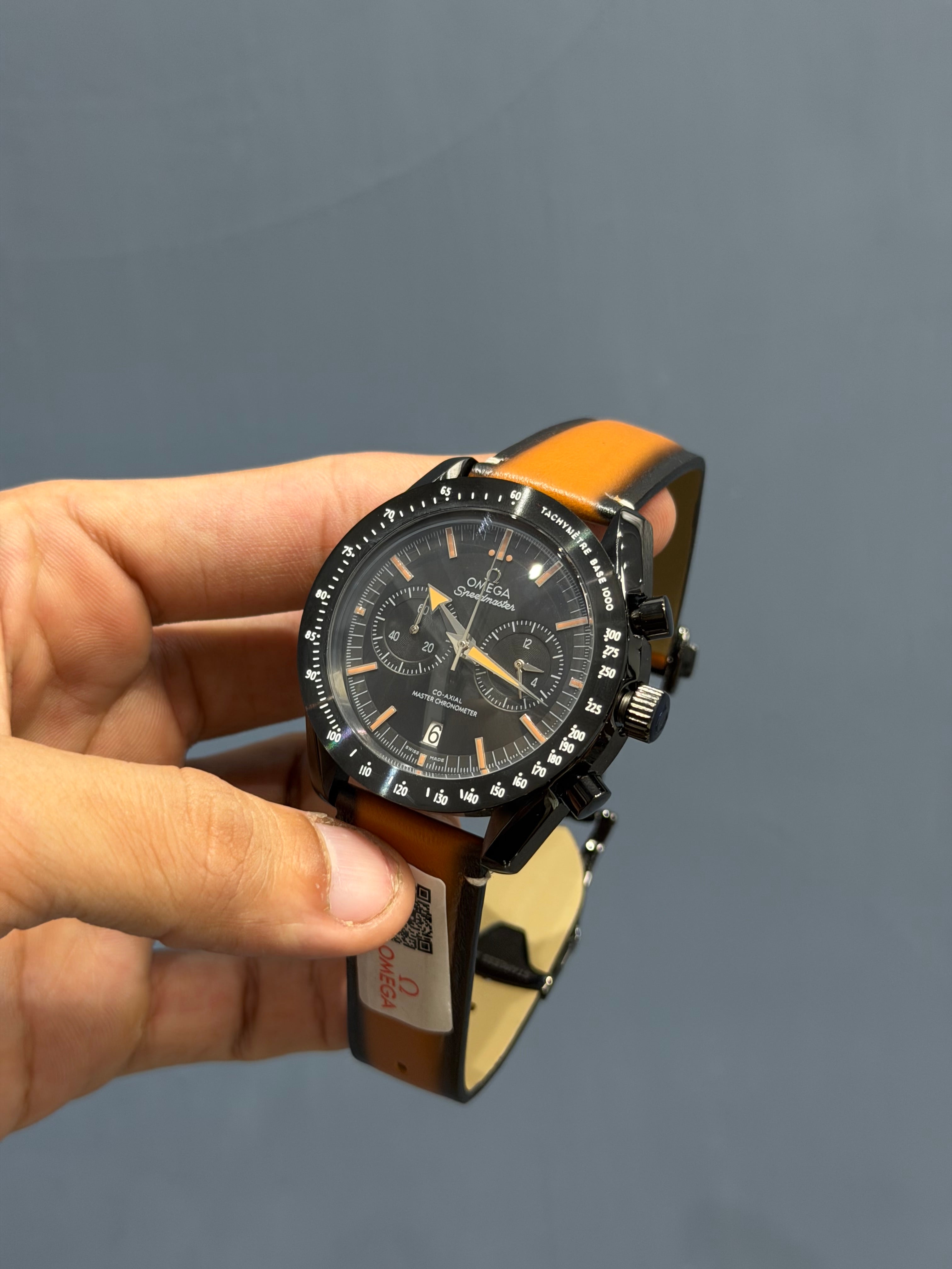 NEW COLLECTION ALL BLACK CASE WITH BLACK DIAL & CAMEL LEATHER STRAP