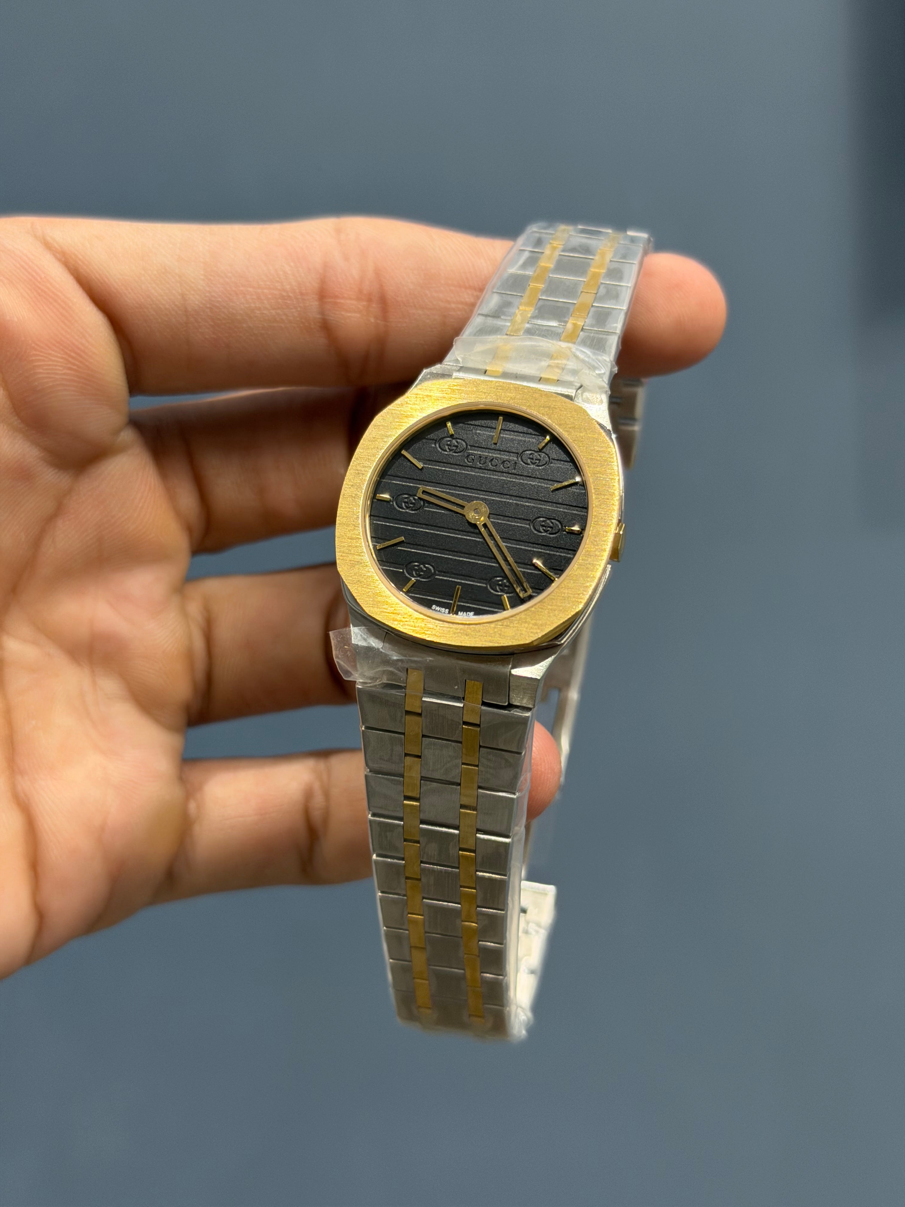 NEW COLLECTION TWOTONE GOLD WITH BLACK DIAL LADIES WATCH