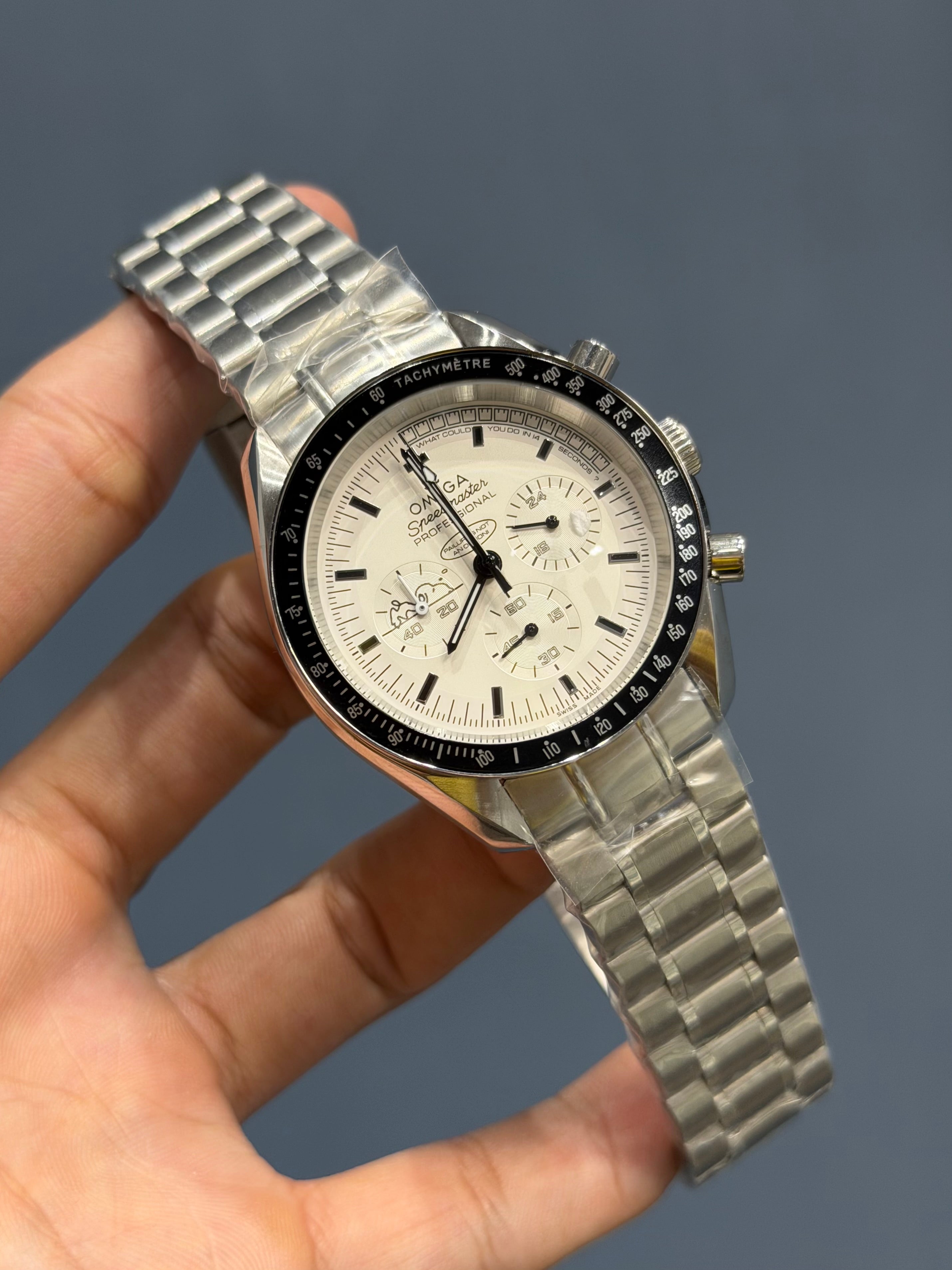 NEW COLLECTION CHRONOGRAPH SILVER WITH WHITE DIAL CHAIN WATCH