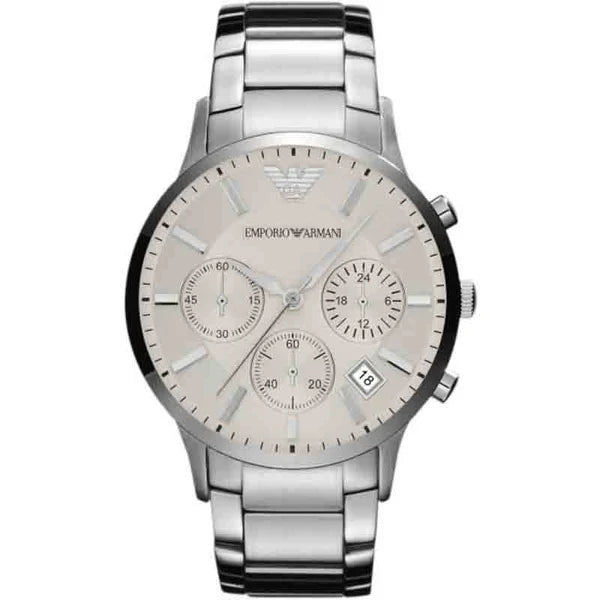 Emporio Armani Men’s Quartz Silver Stainless Steel Silver Dial 43mm Watch AR2458