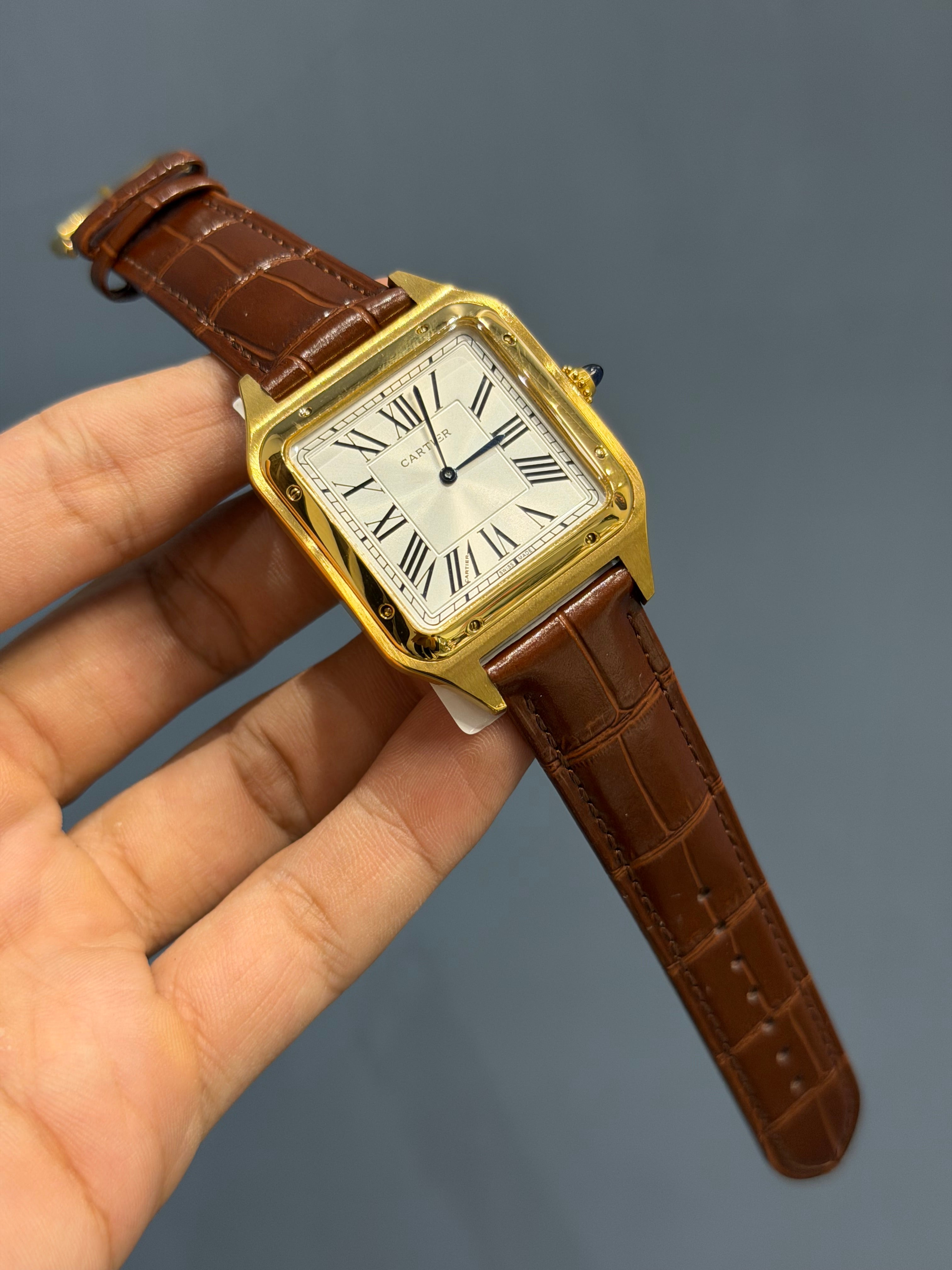 NEW COLLECTION GOLDEN CASE WITH WHITE DIAL & BROWN LEATHER STRAP