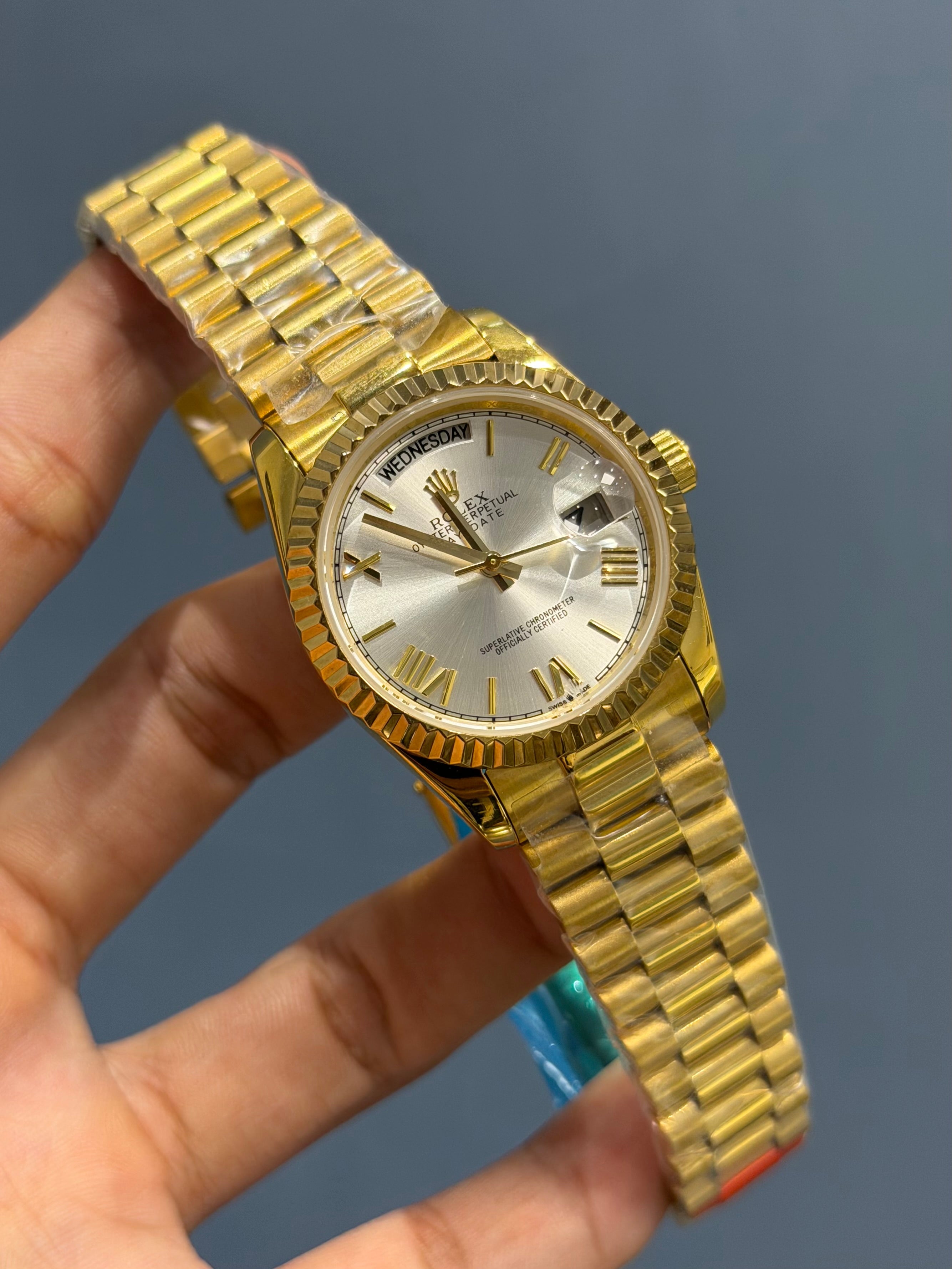 NEW COLLECTION 36 GOLD WITH WHITE DIAL FLUTED BEZEL AUTOMATIC WATCH YZ FACTORY