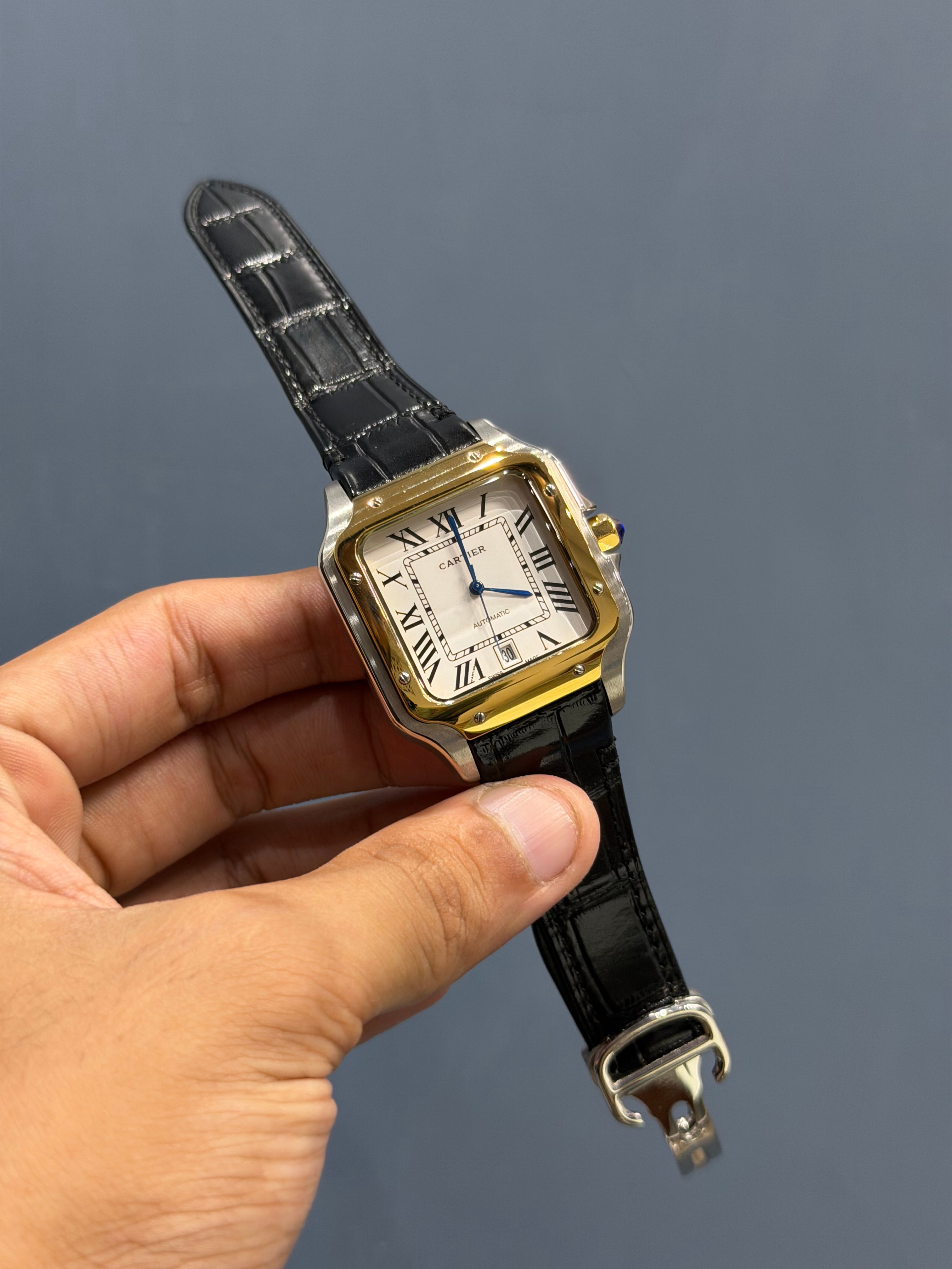 NEW COLLECTION YELLOW TWOTONE CASE WITH WHITE DIAL & BLACK LEATHER STRAP