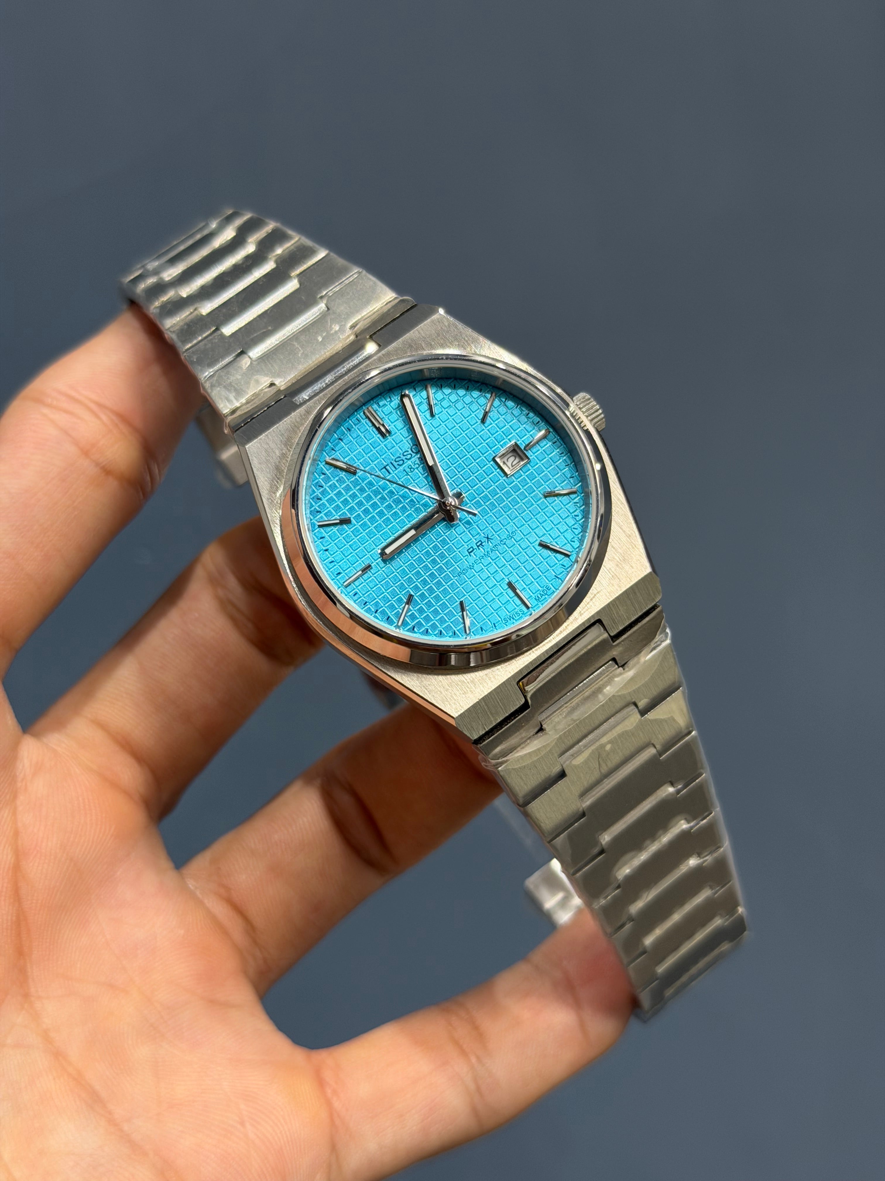 NEW COLLECTION SILVER WITH TIFFANY TEXTURED DIAL STAINLESS STEEL AUTOMATIC WATCH
