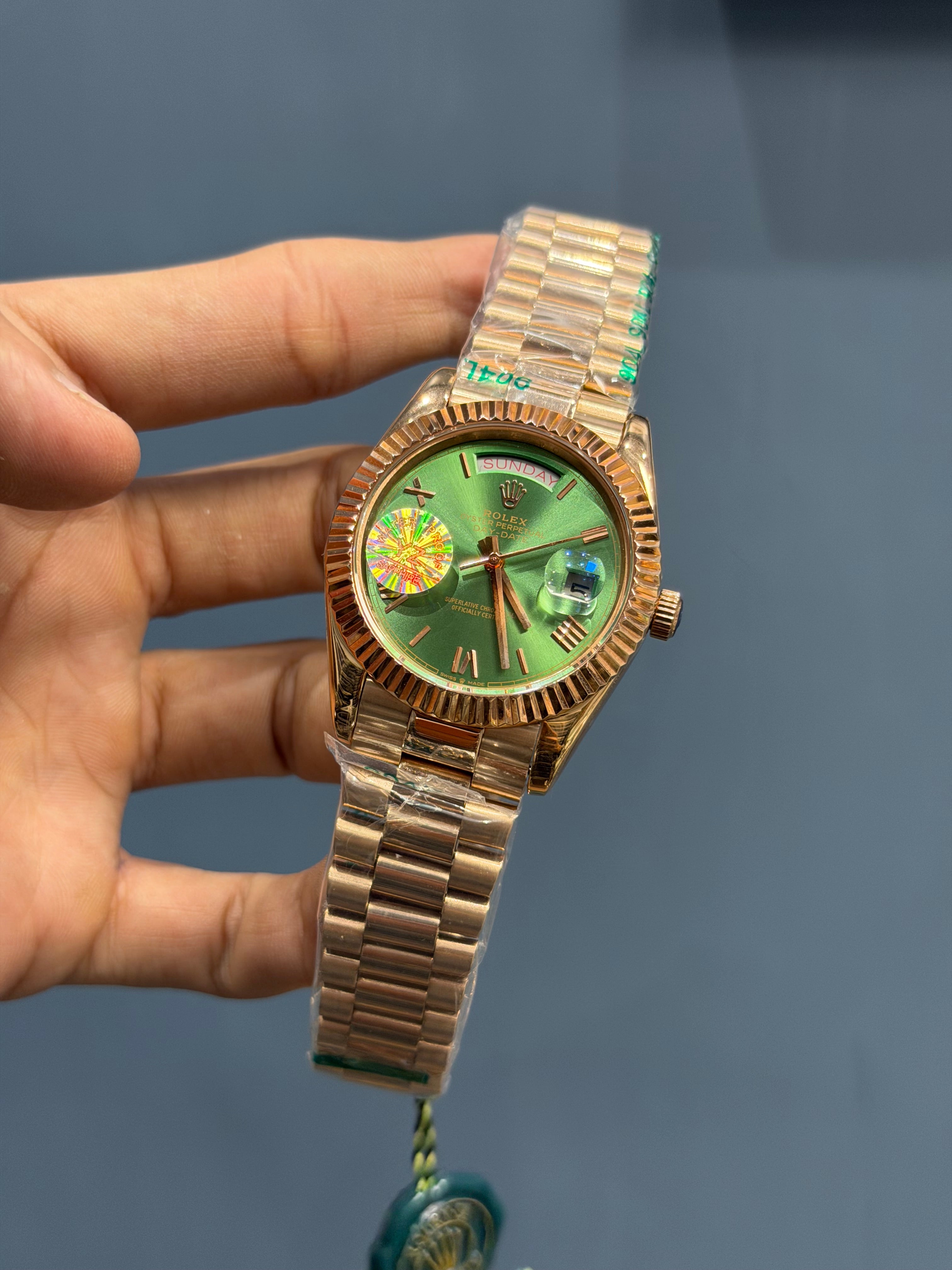 NEW COLLECTION 40MM ROSE GOLD WITH GREEN DIAL ROMAN FIGURE YZ MADE