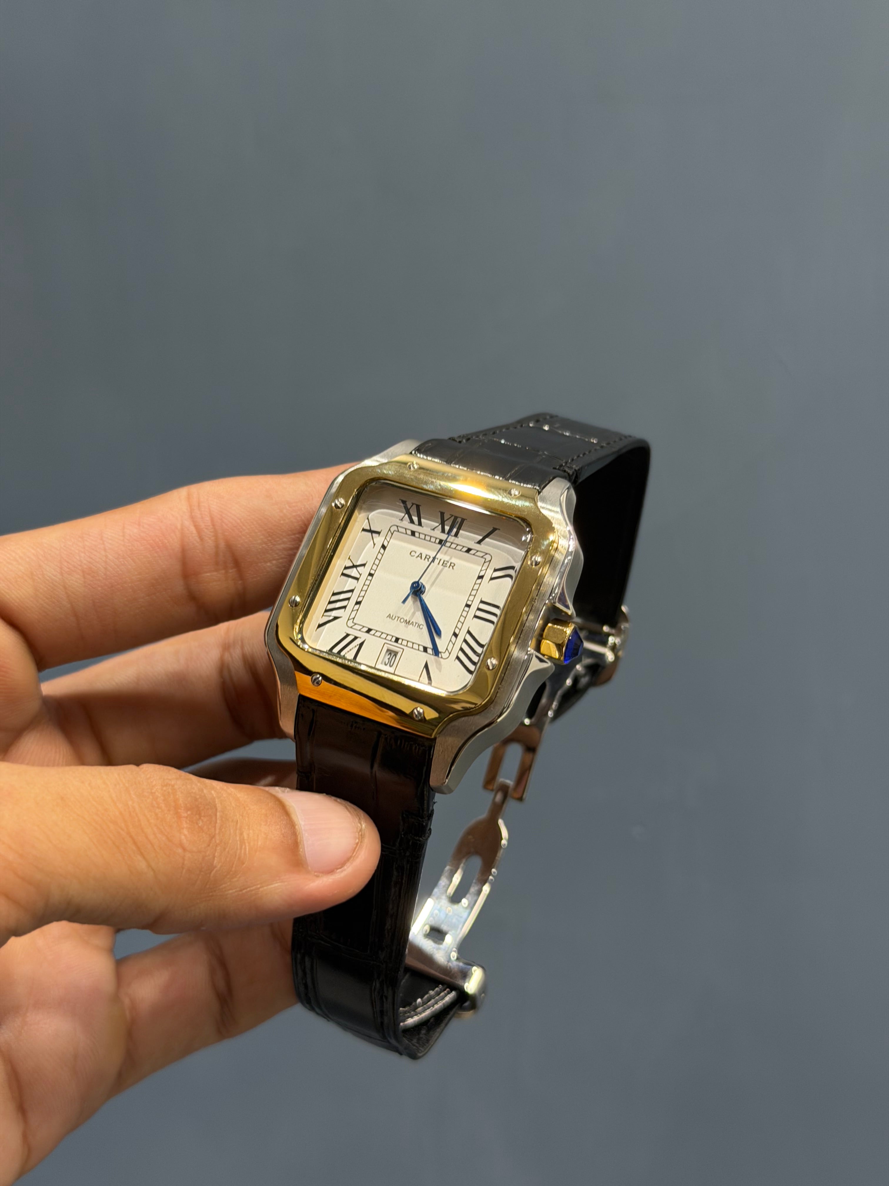 NEW COLLECTION YELLOW TWOTONE CASE WITH WHITE DIAL & BLACK LEATHER STRAP