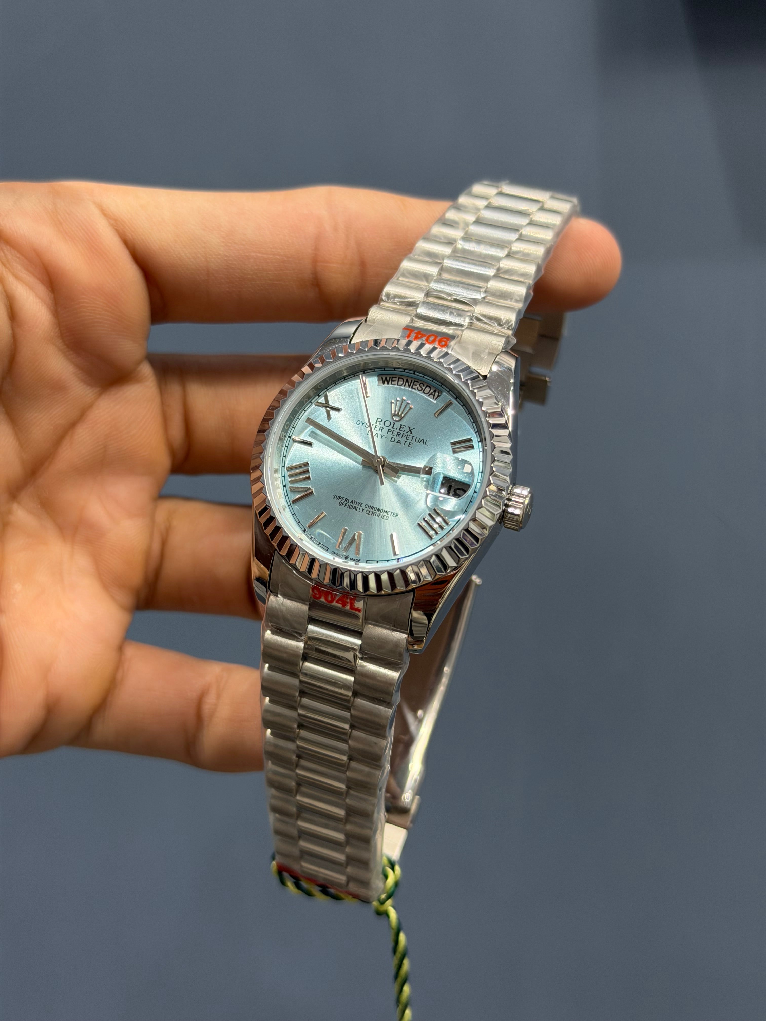 NEW COLLECTION 36 SILVER WITH SKY BLUE DIAL FLUTED BEZEL AUTOMATIC WATCH YZ FACTORY