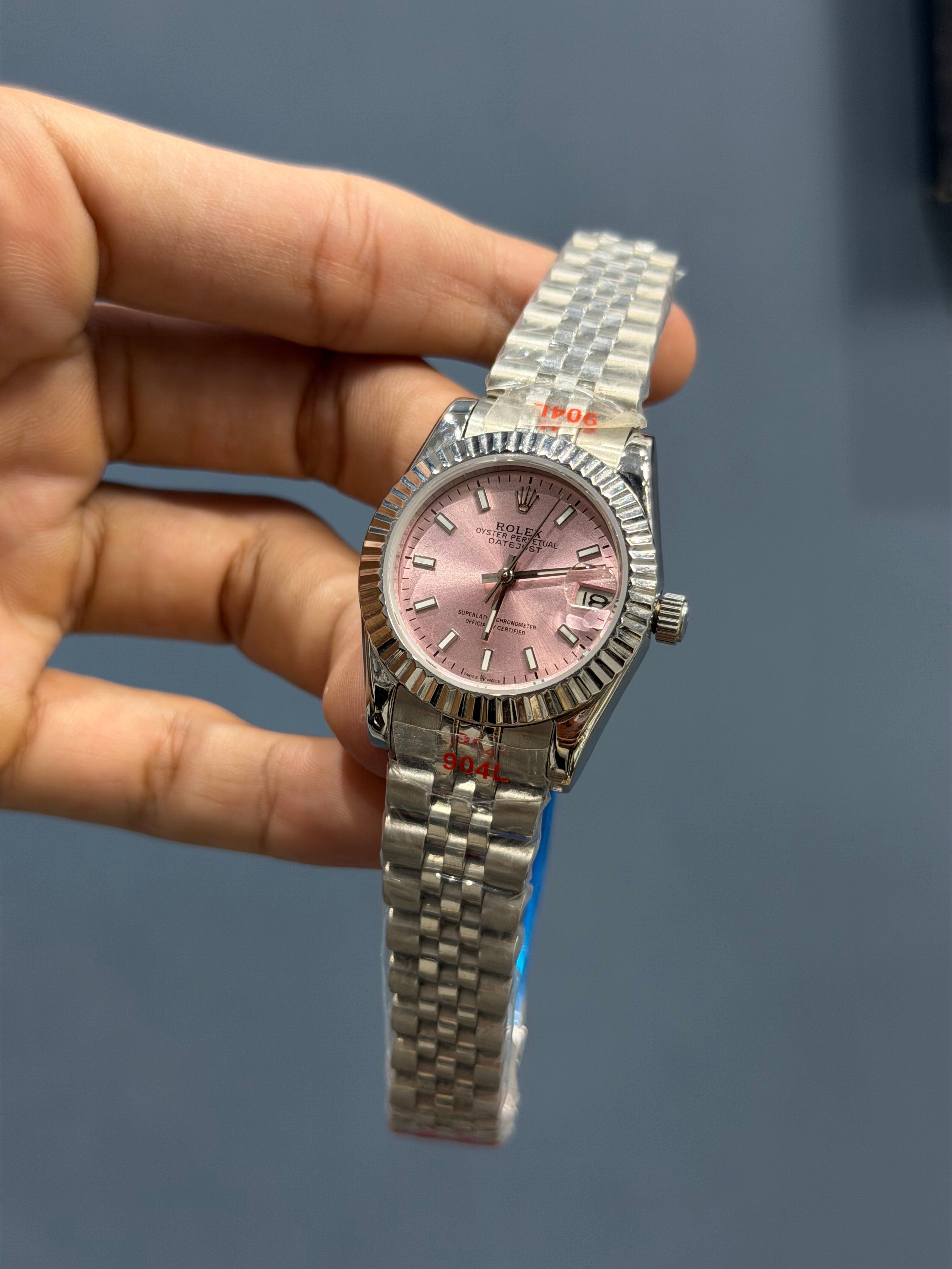 NEW COLLECTION 31 SILVER WITH PINK DIAL FLUTTED BEZEL AUTOMATIC WATCH