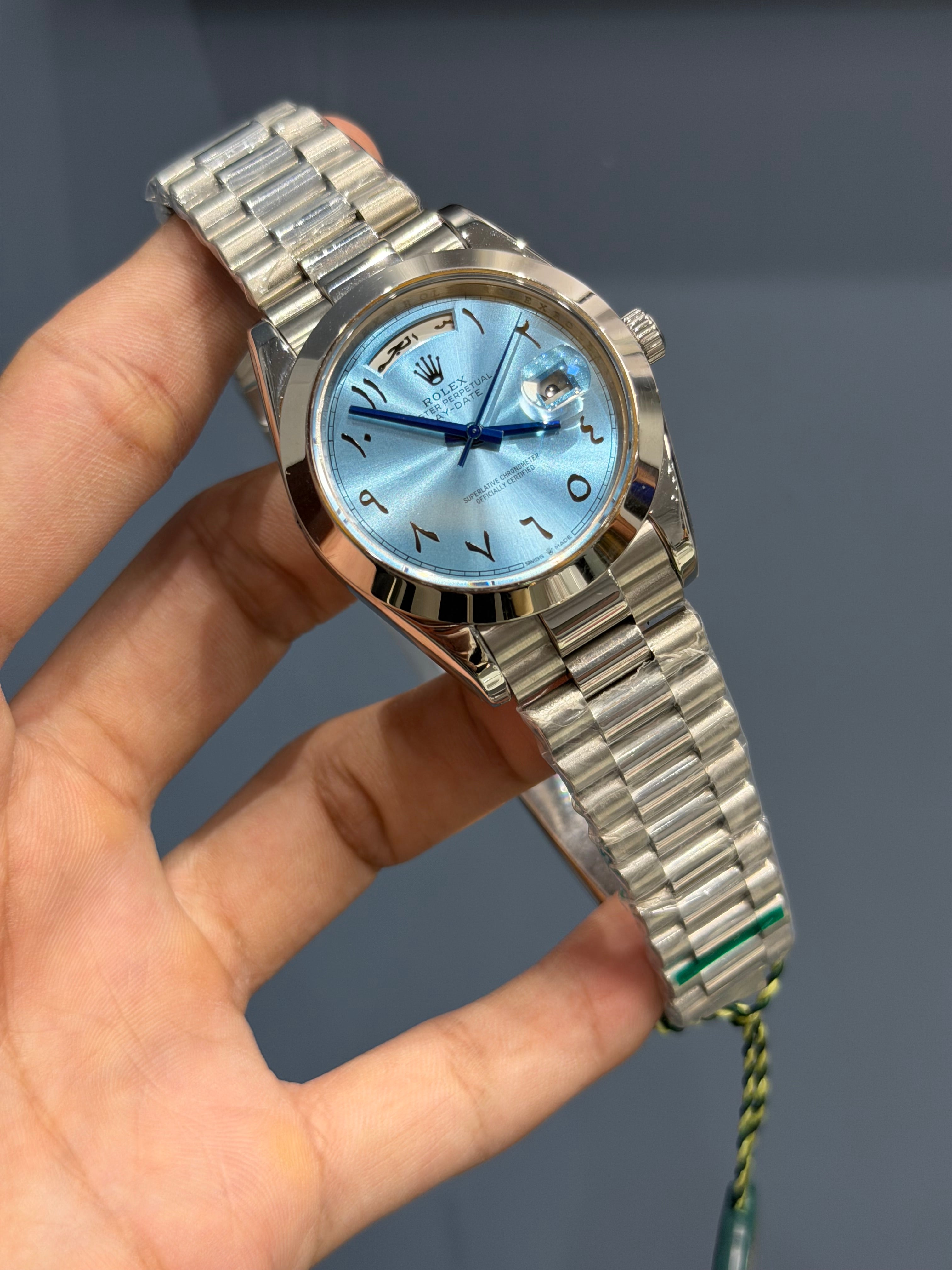 NEW COLLECTION 40 SILVER WITH BLUE DIAL ARABIC NUMBERAL AUTOMATIC WATCH YZ MADE