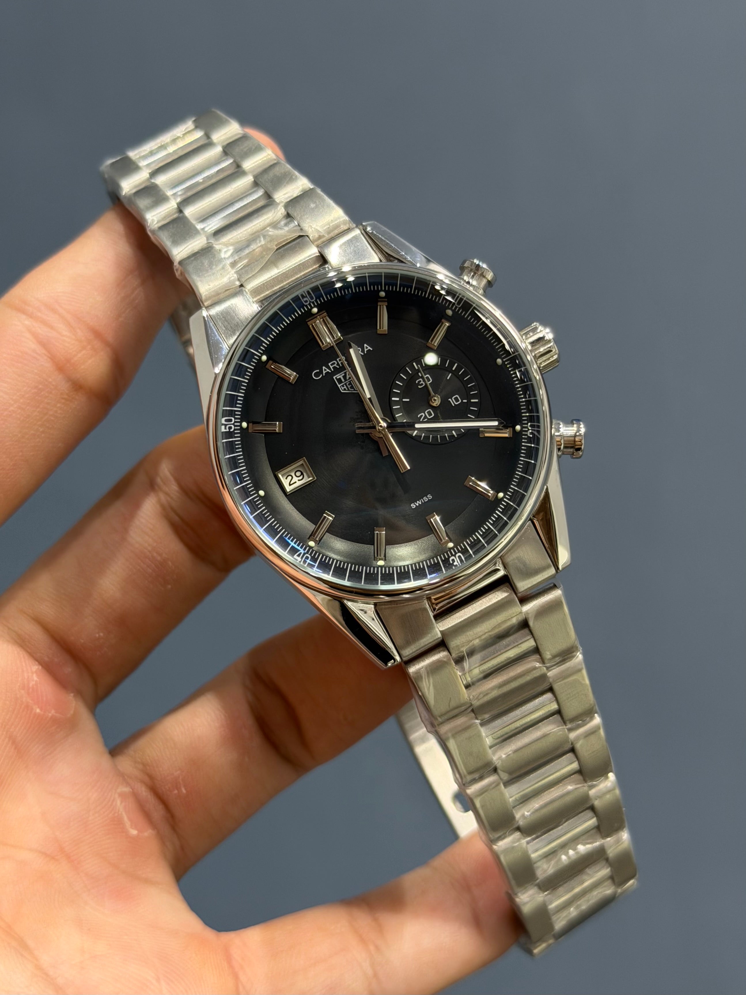 NEW COLLECTION CHRONOGRAPH HORSE EDITION SILVER WITH BLACK DIAL MENS WATCH