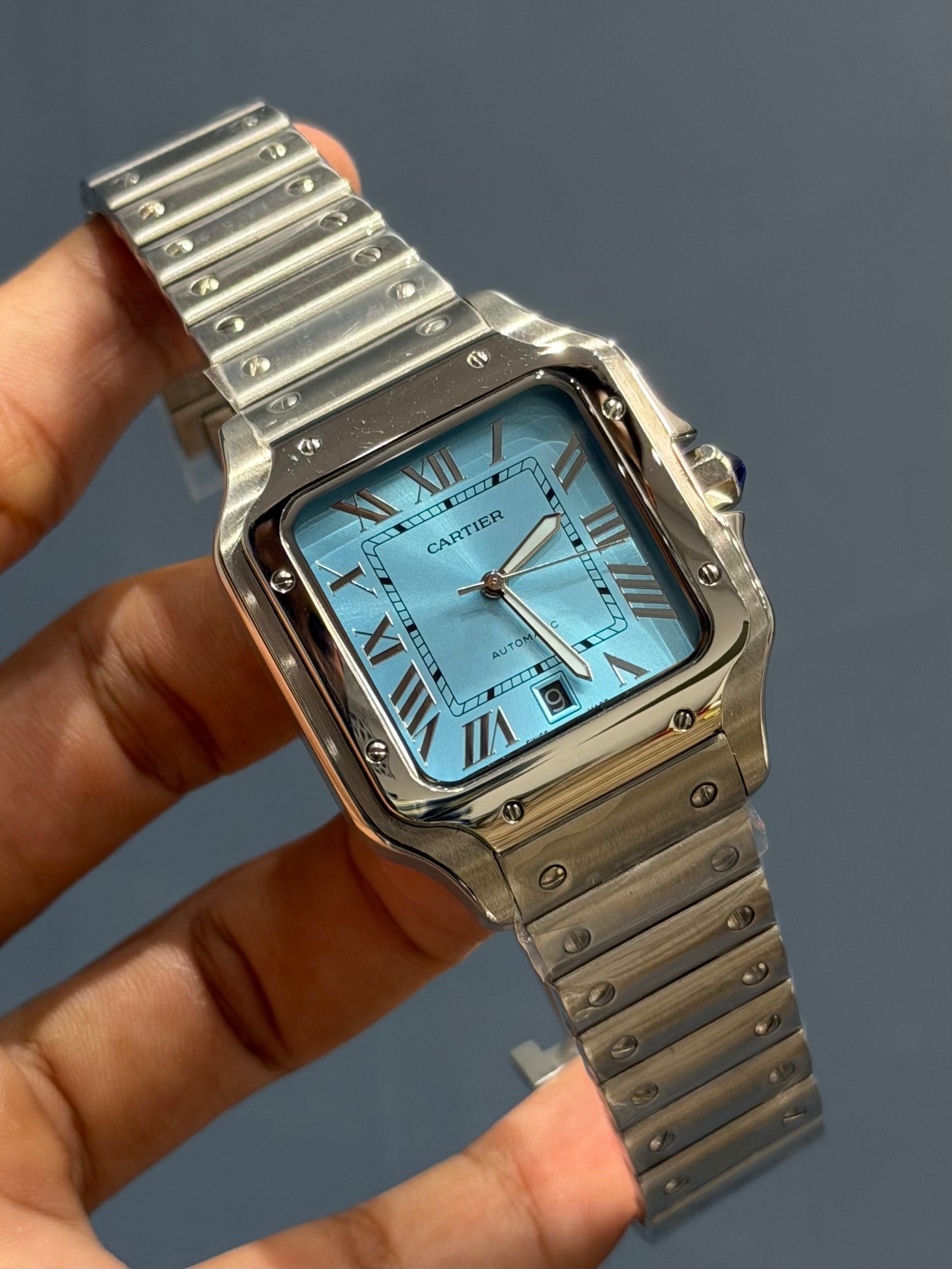 NEW COLLECTION SILVER CHAIN WITH TIFFANY DIAL AUTOMATIC WATCH