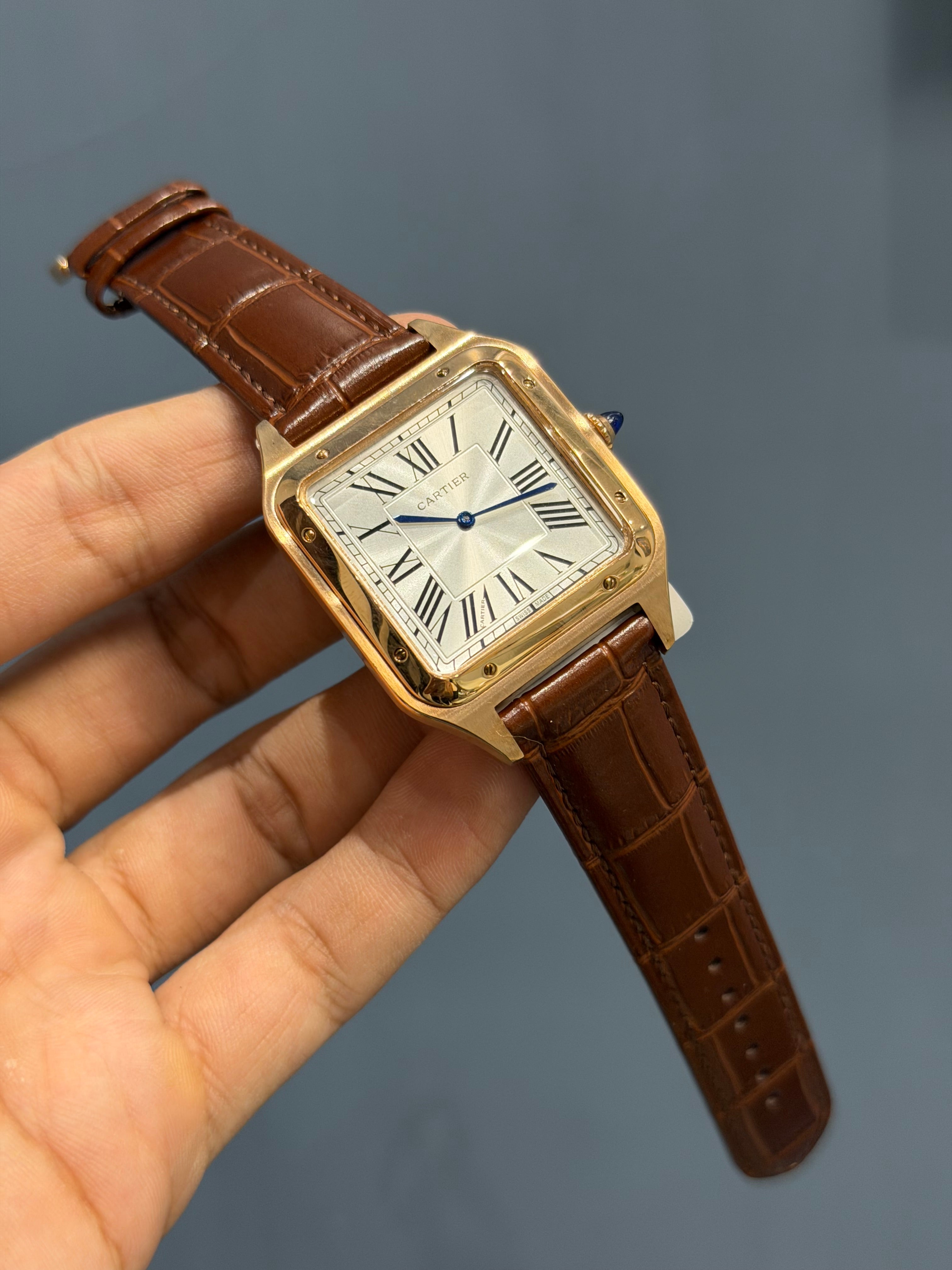 NEW COLLECTION ROSE CASE WITH WHITE DIAL & BROWN LEATHER STRAP