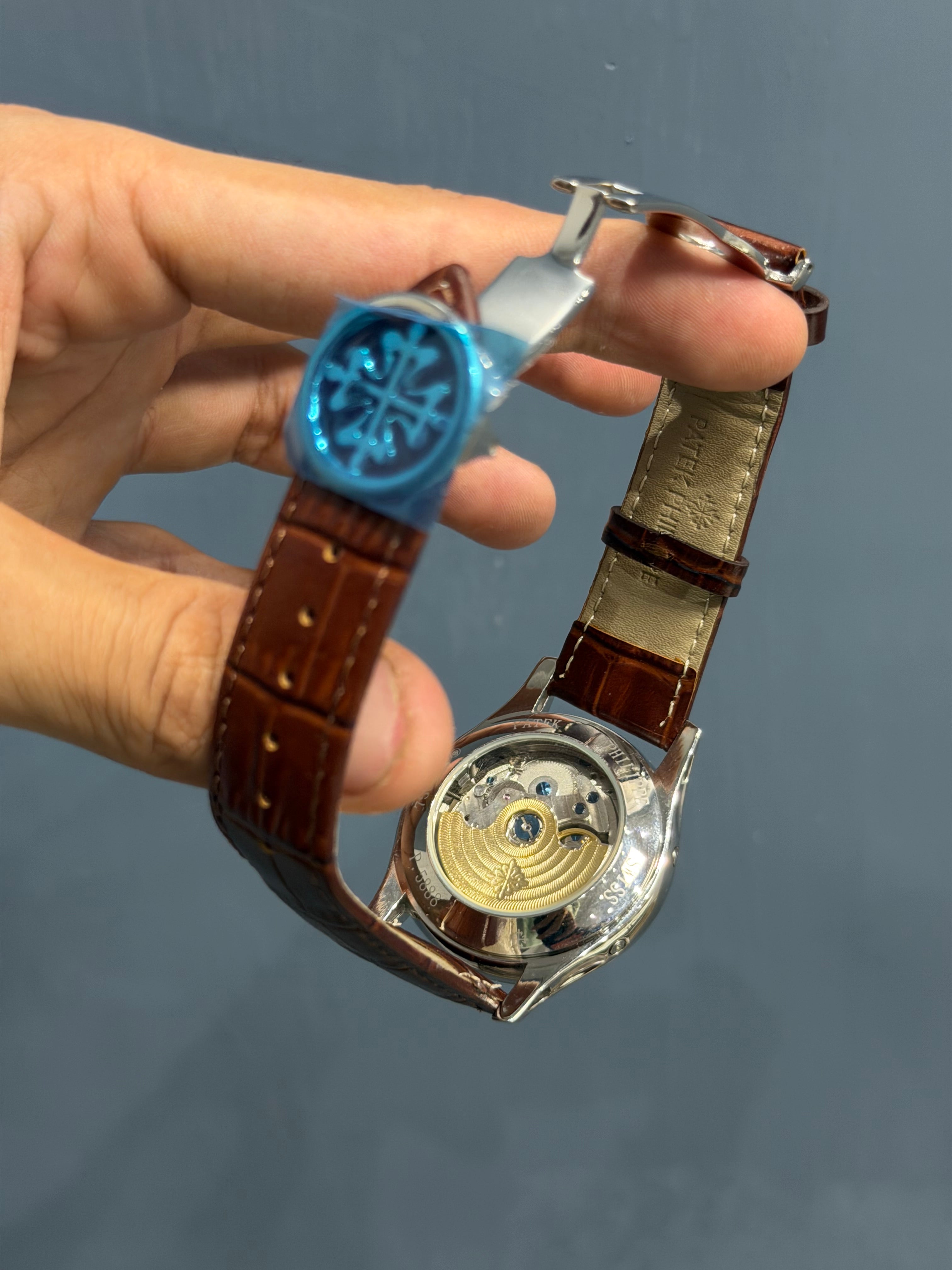 NEW COLLECTION MOON PHASE SILVER CASE WITH BROWN DIAL & LEATHER STRAP