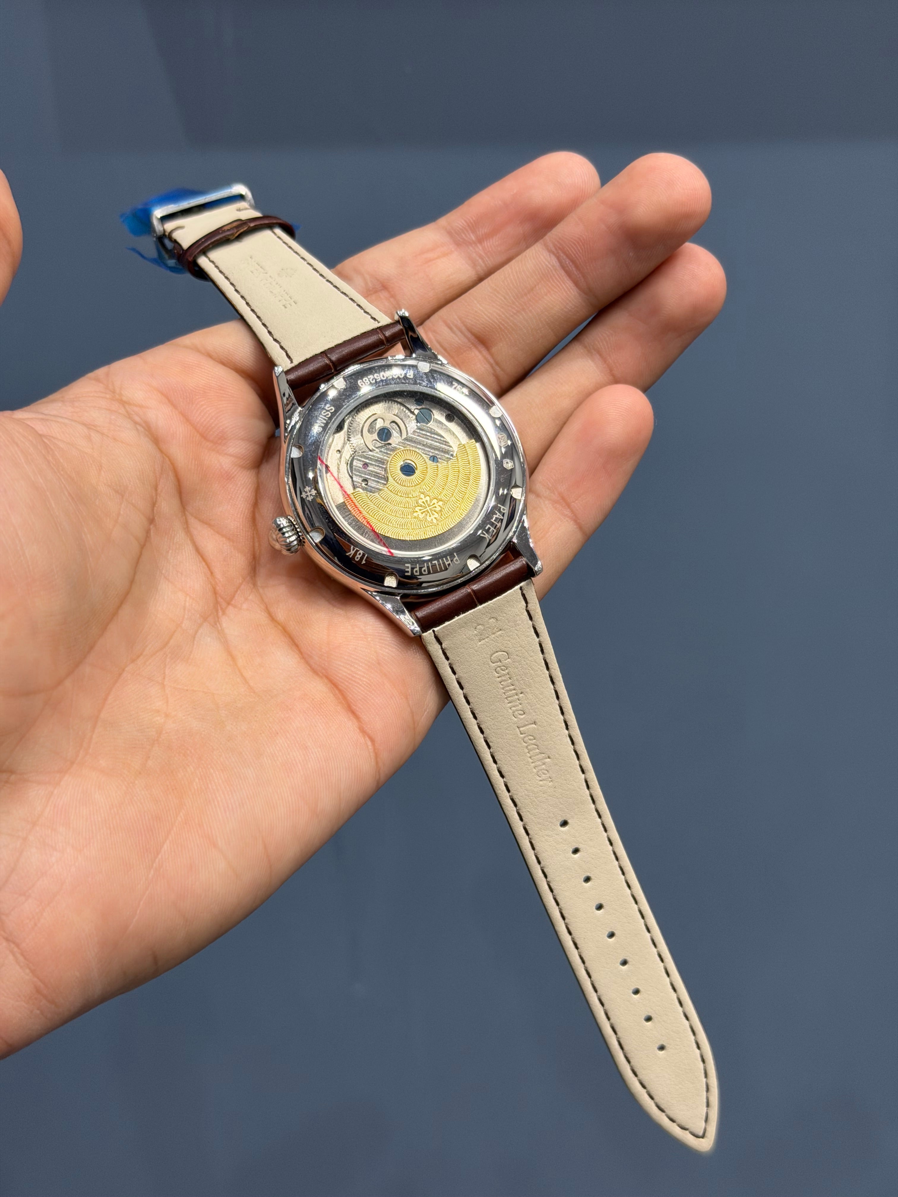 NEW COLLECTION TOURBILLON SILVER CASE WITH WHITE DIAL & BROWN LEATHER STRAP