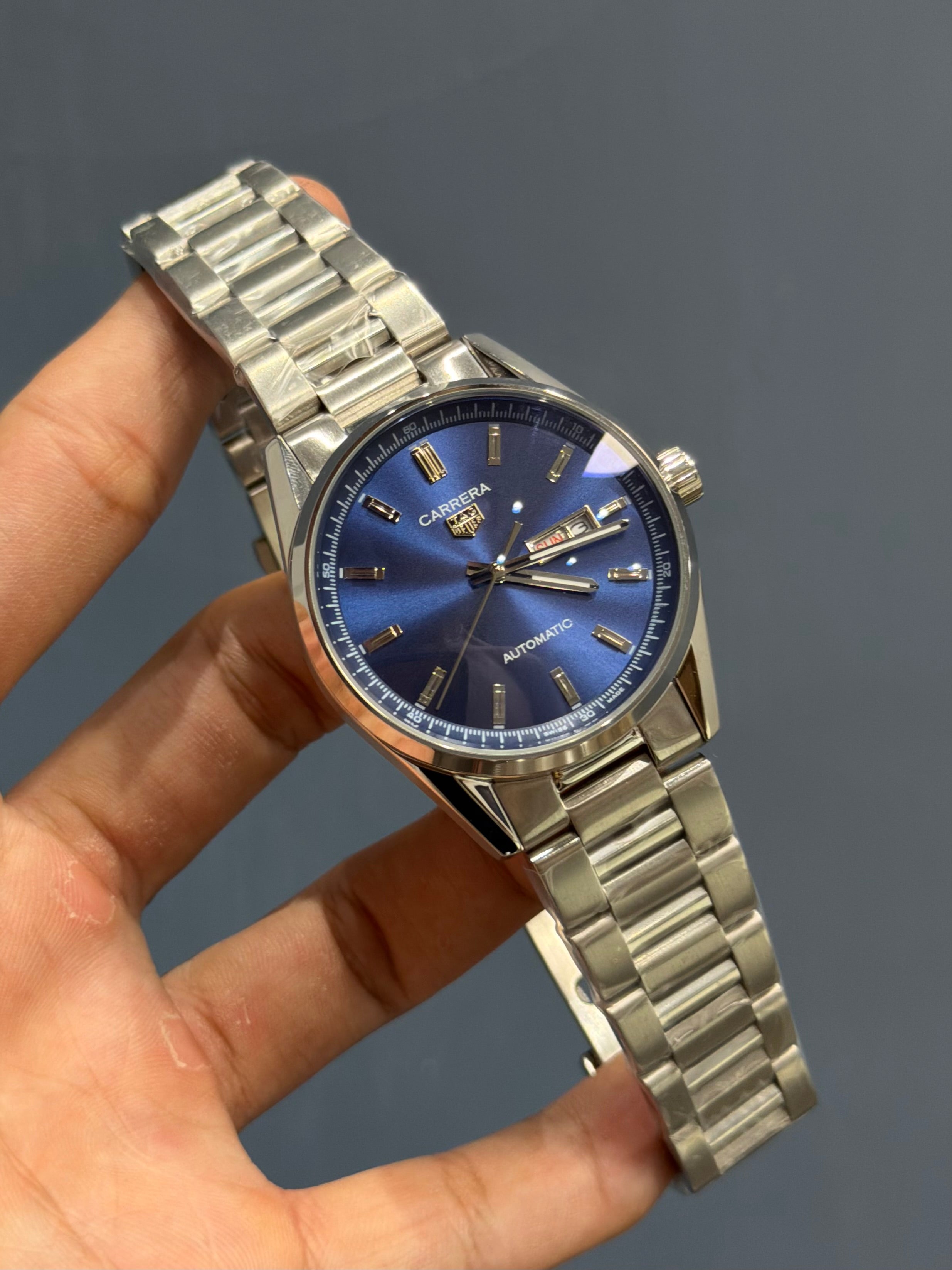 NEW COLLECTION SILVER CASE WITH BLUE DIAL AUTOMATIC WATCH FOR MEN