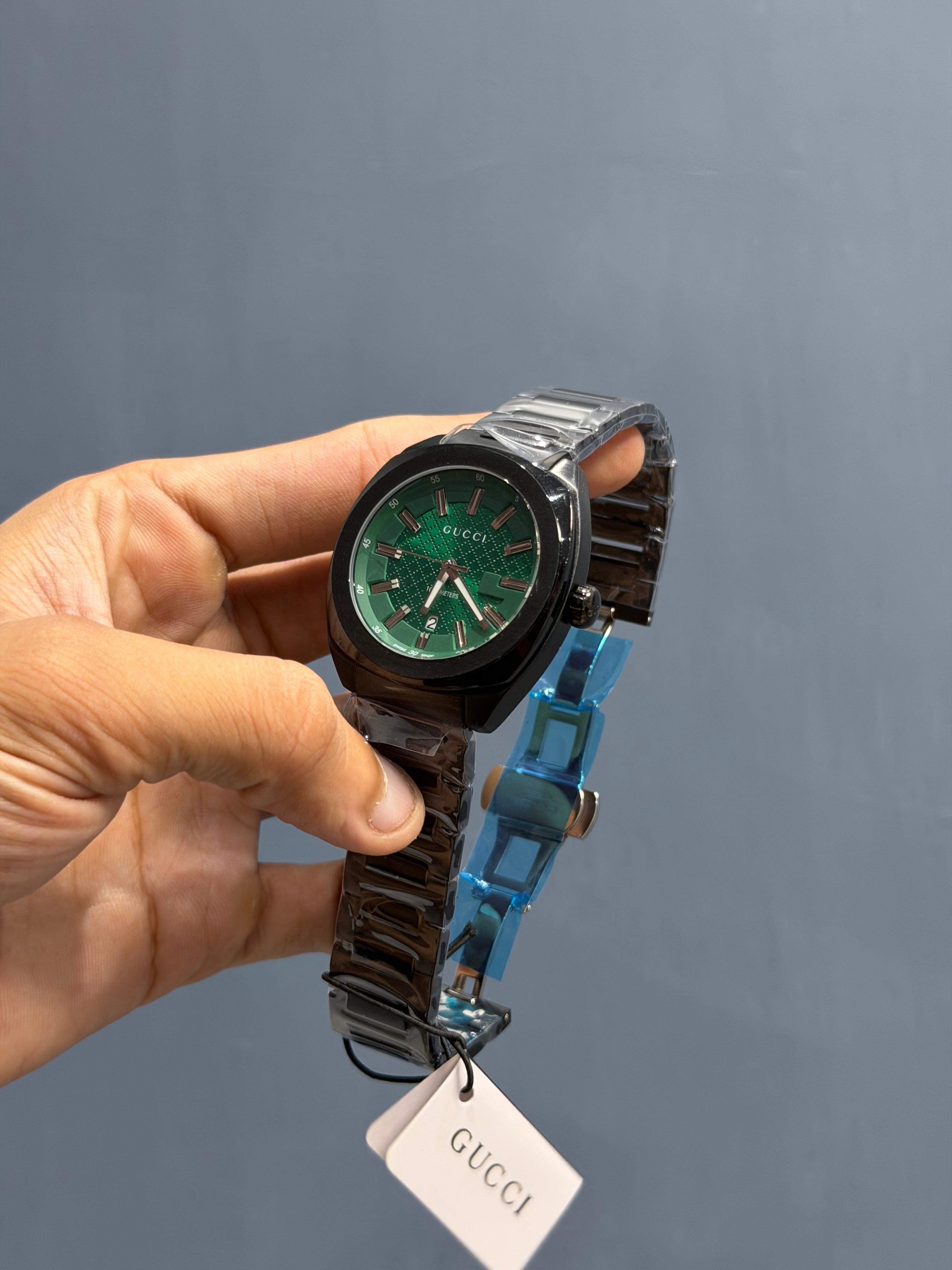 NEW COLLECTION BLACK WITH GREEN DIAL CHAIN WATCH