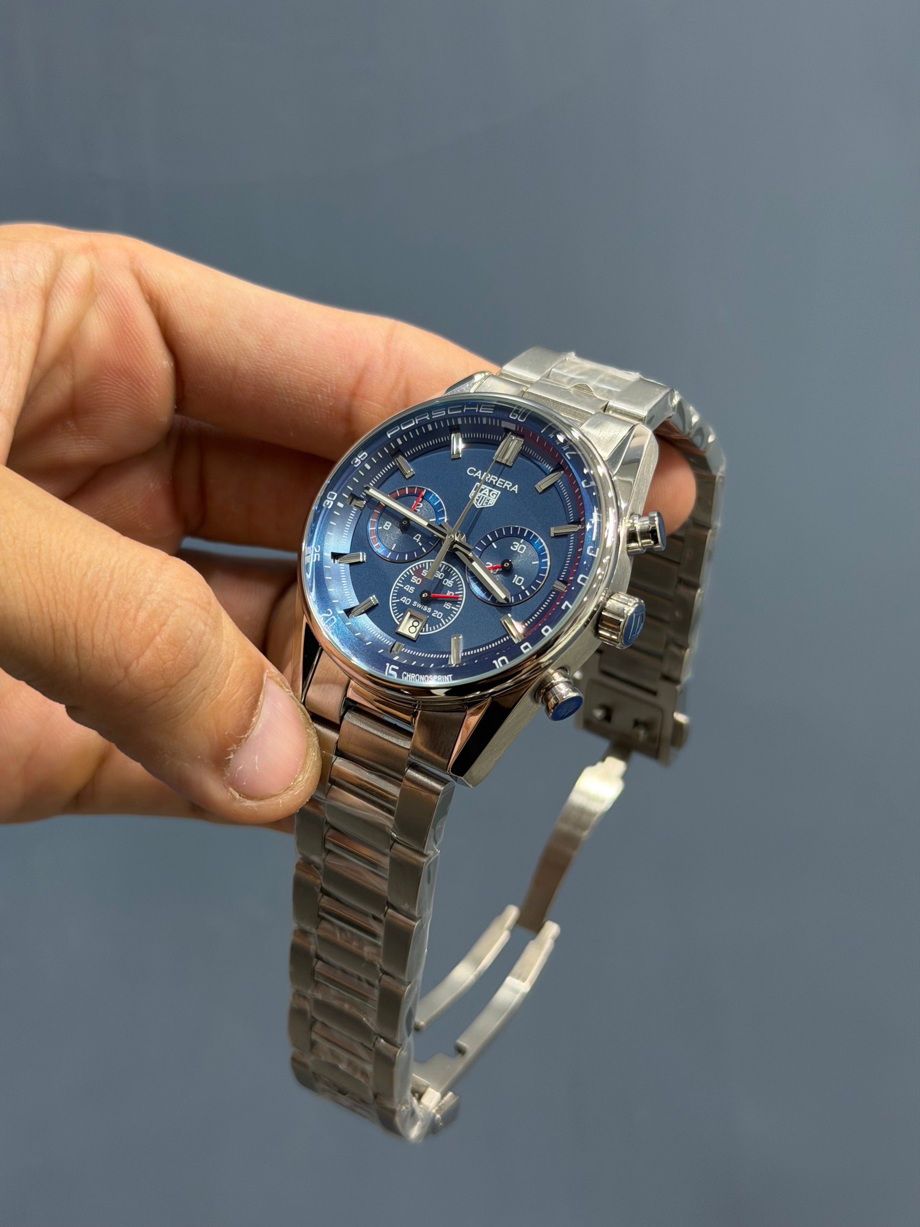 NEW COLLECTION CHRONOGRAPH SILVER WITH BLUE DIAL MENS WATCH