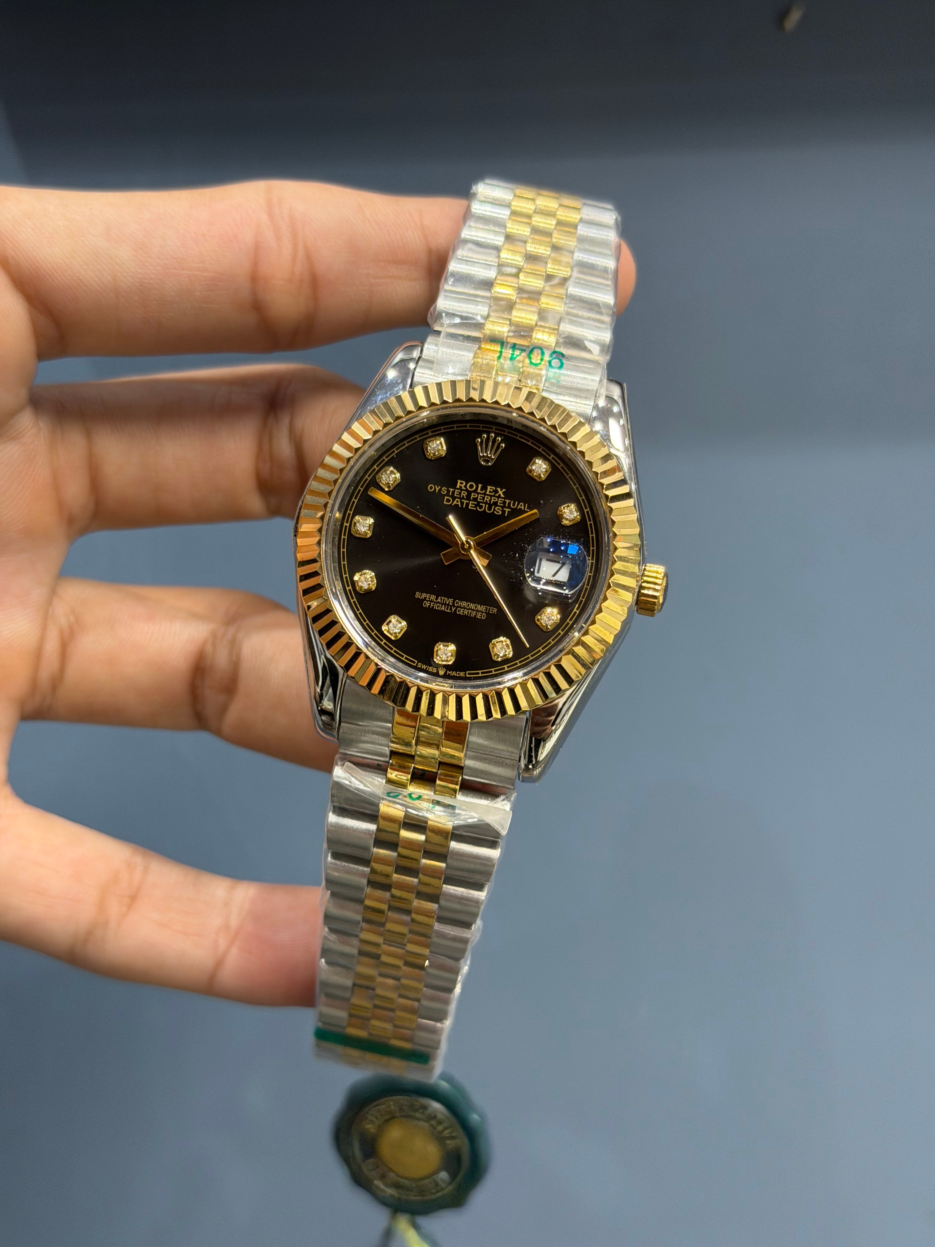 NEW COLLECTION 40 YELLOW GOLD TWOTONE WITH BLACK DIAL & FLUTED BEZEL YZ FACTORY