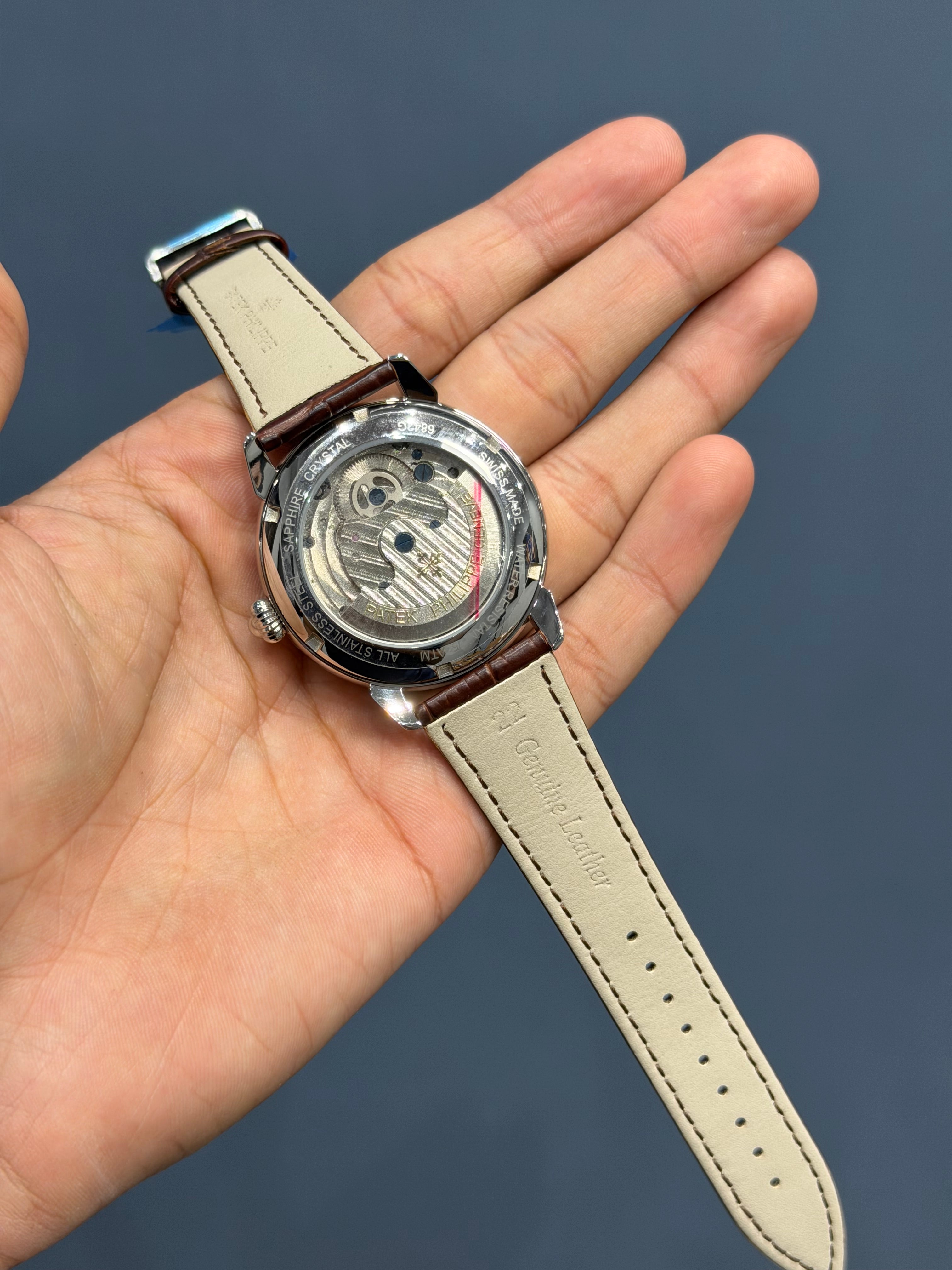 NEW COLLECTION TOURBILLON SILVER CASE WITH BLACK DIAL & BLACK LEATHER STRAP