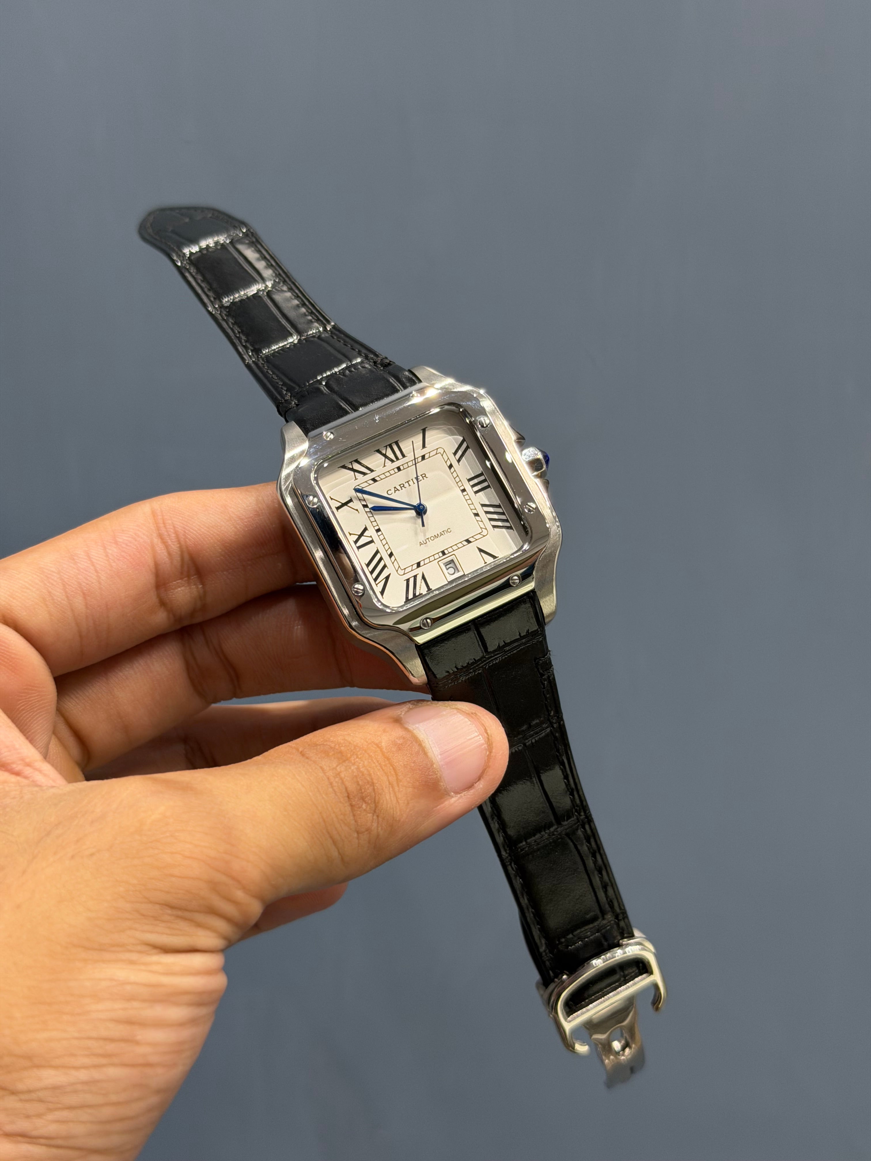 NEW COLLECTION SILVER CASE WITH WHITE DIAL & BLACK LEATHER STRAP