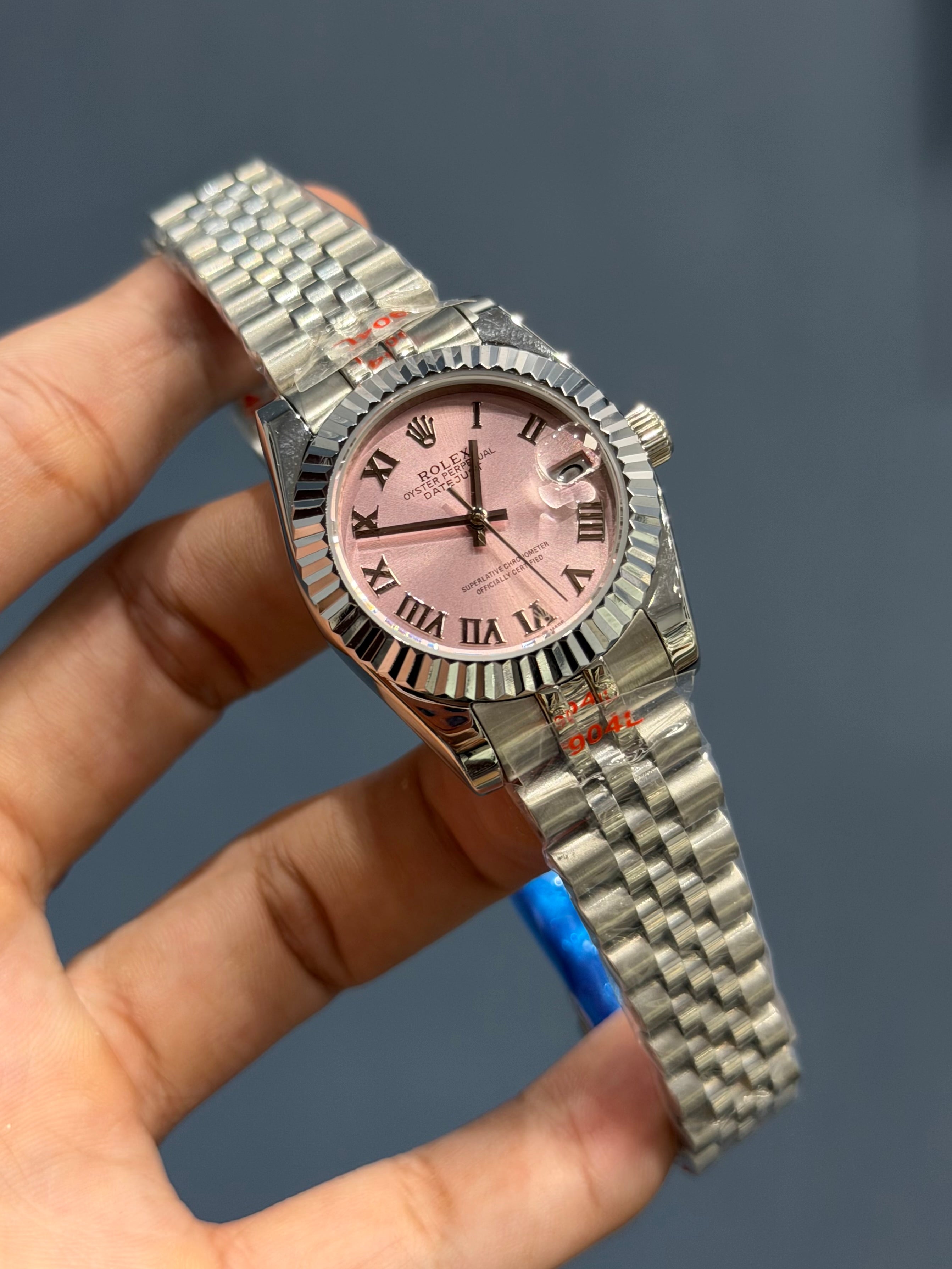 NEW COLLECTION 31 SILVER WITH PINK DIAL FLUTTED BEZEL AUTOMATIC WATCH