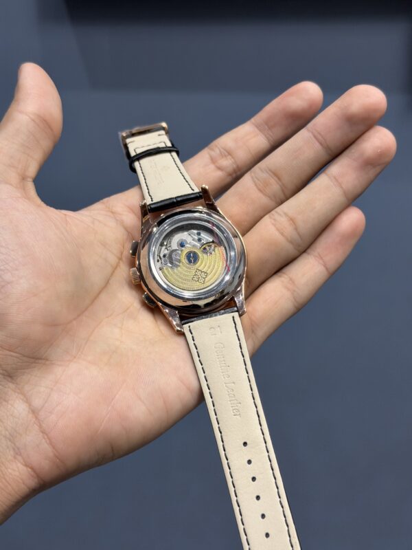 NEW COLLECTION MOON PHASE ROSE GOLD CASE WITH BLACK DIAL & BLACK LEATHER STRAP