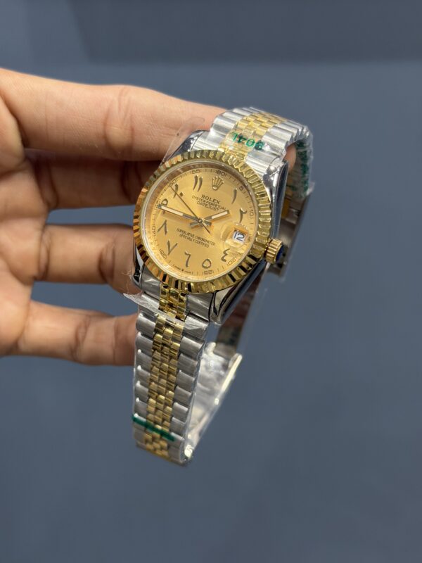 NEW COLLECTION 36 TWO TONE GOLDEN WITH GOLDEN DIAL ARABIC INDEX AUTOMATIC WATCH ZR FACTORY