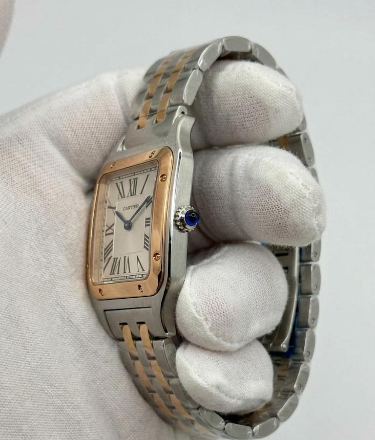 Luxury Square Watch – Two-Tone Bracelet, Rose Gold Bezel & Classic Roman Dial