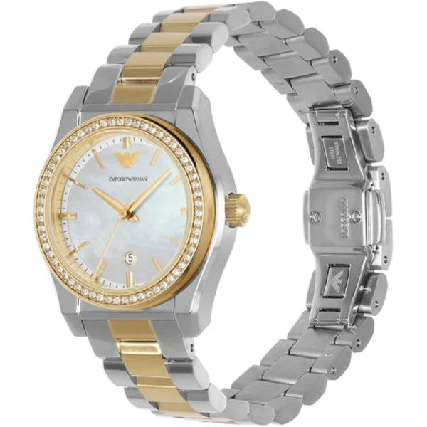 Emporio Armani Women’s Quartz Two-Tone Stainless Steel Mother Of Pearl Dial 32mm Watch AR11559