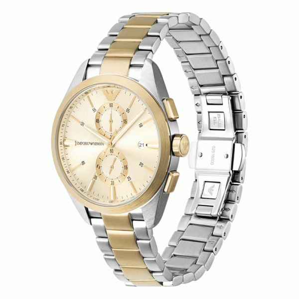 Emporio Armani Men’s Quartz Two Tone Stainless Steel Cream Dial 43mm Watch AR11605